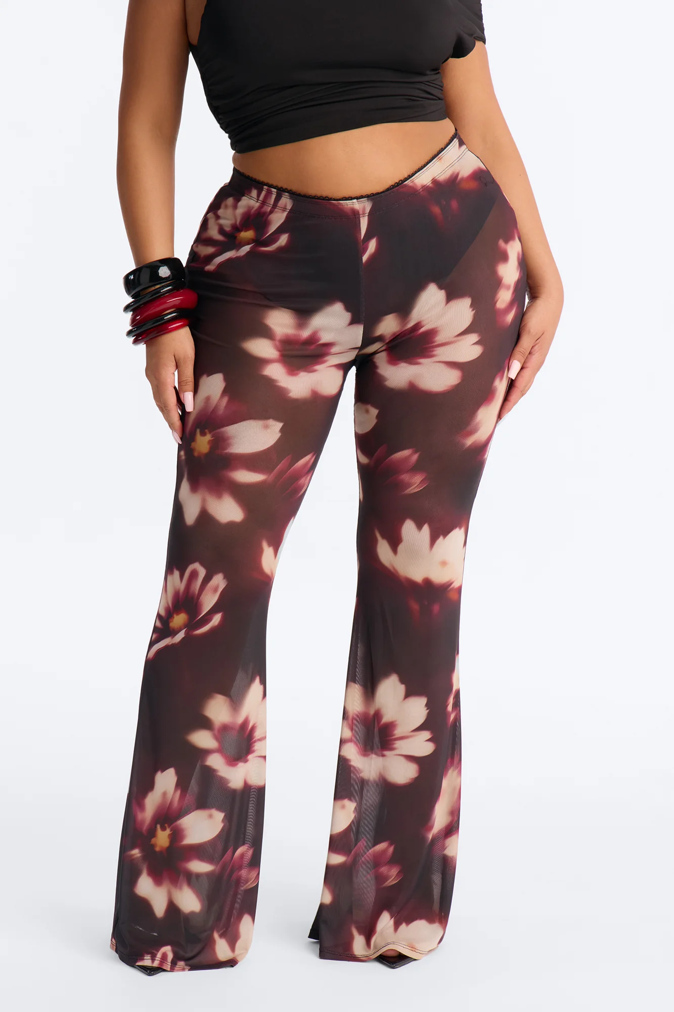 Talk To You Later Mesh Flare Pant - Black/combo - Image 5