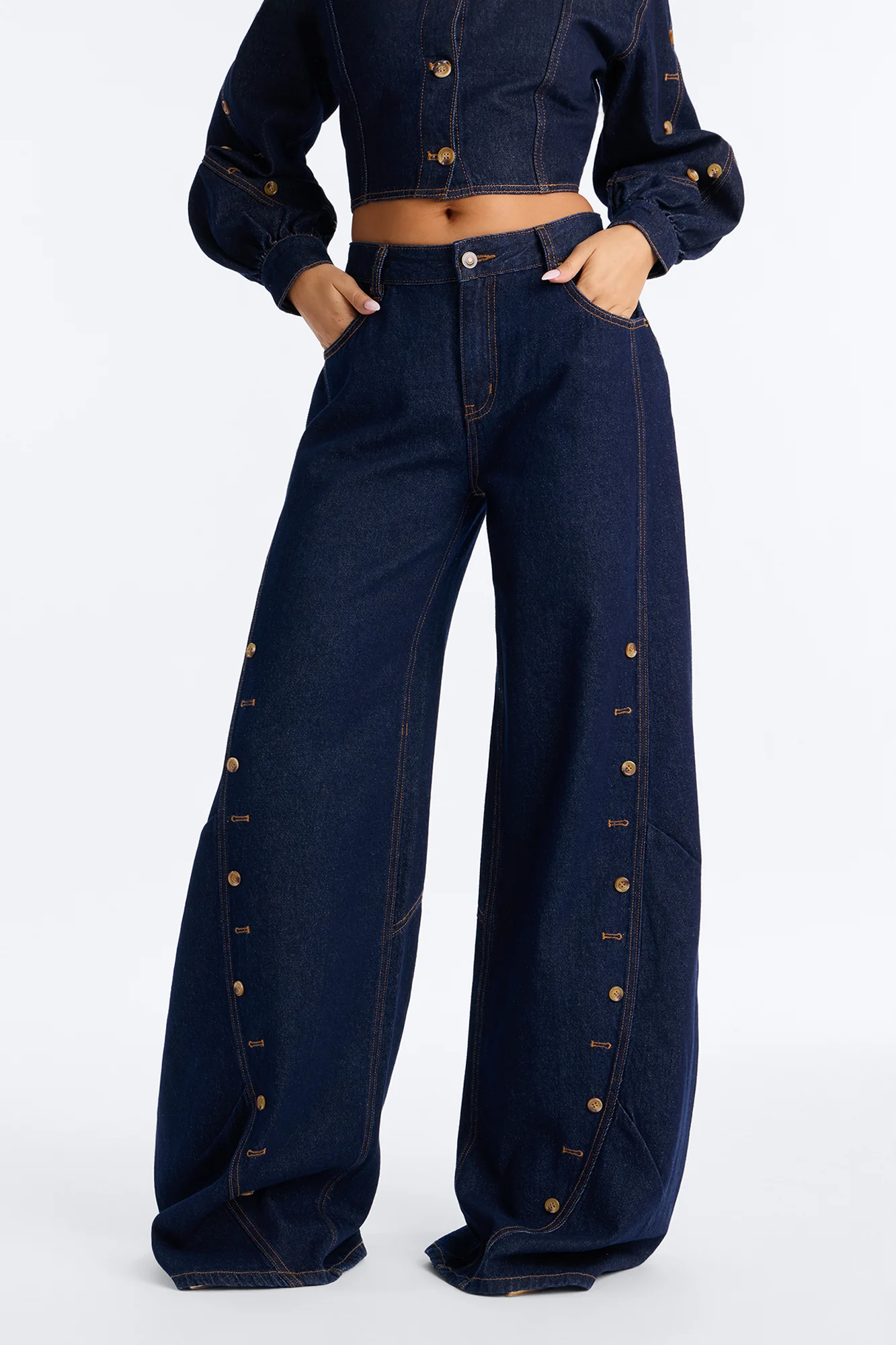 Tall Asher Barrel Leg Jeans - Dark Wash - Image 2