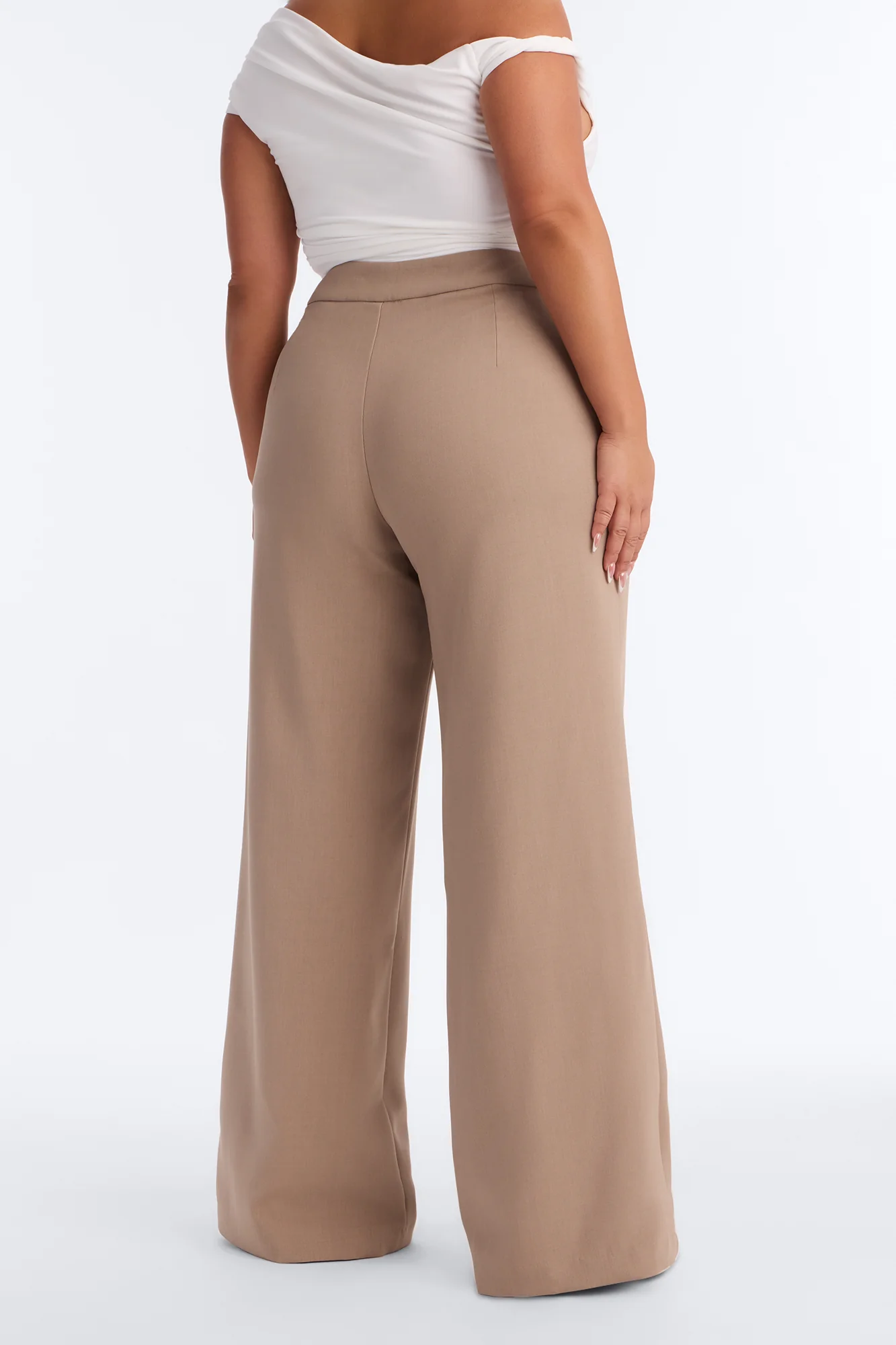 Tall Polished Perfection Crepe Tie Waist Trouser - Stone - Image 8
