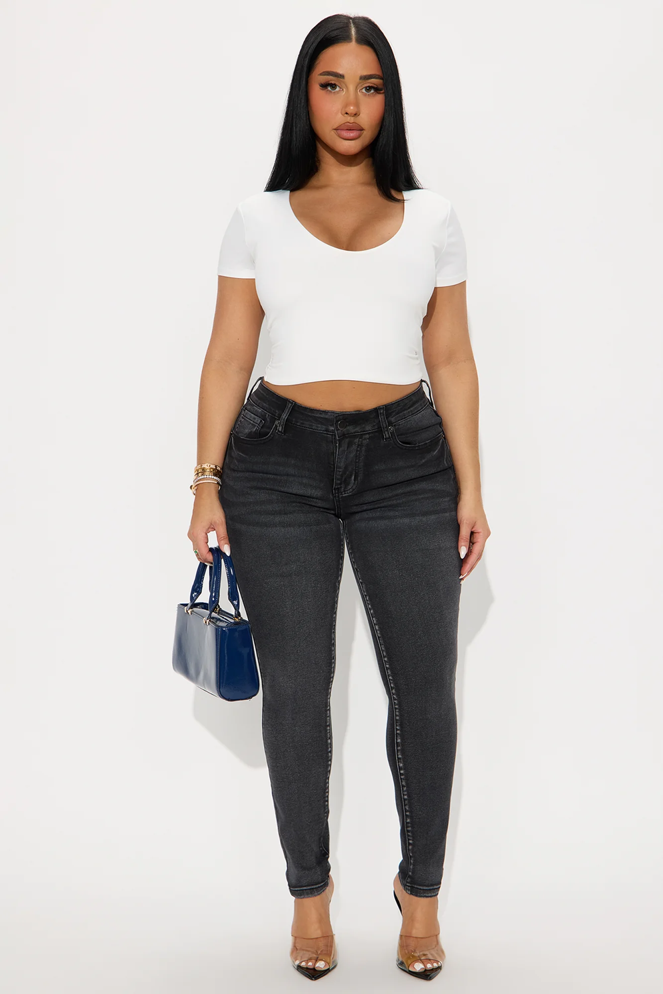 Tall She's An Icon Curvy Stretch Skinny Jeans - Black Wash
