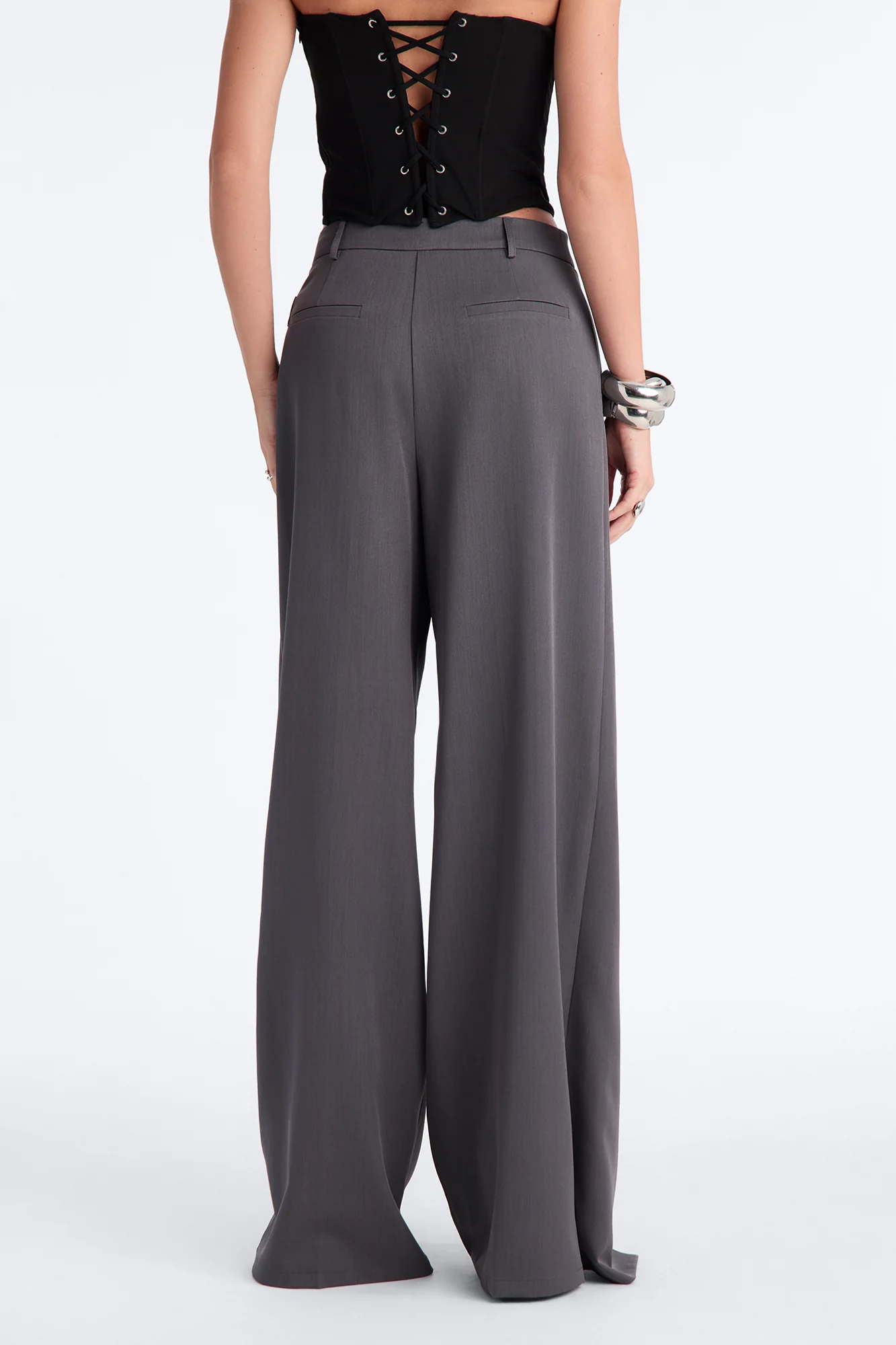 Tall Tailored Touch Wrap Front Trouser - Charcoal - Image 5