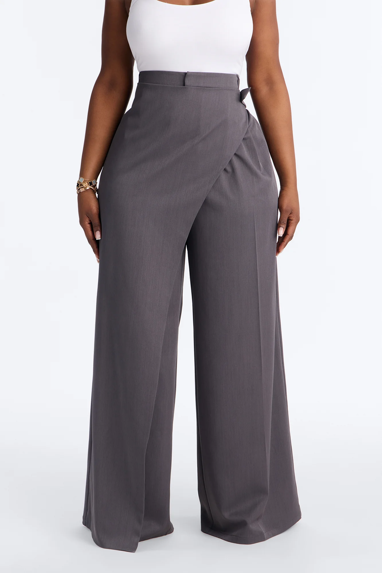 Tall Tailored Touch Wrap Front Trouser - Charcoal - Image 7