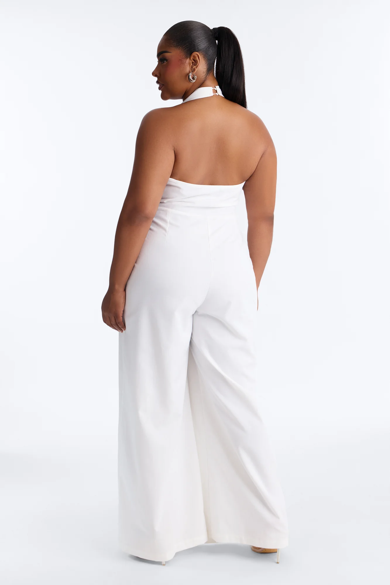 Tara Linen Halter Straight Leg Jumpsuit - White - Image 7