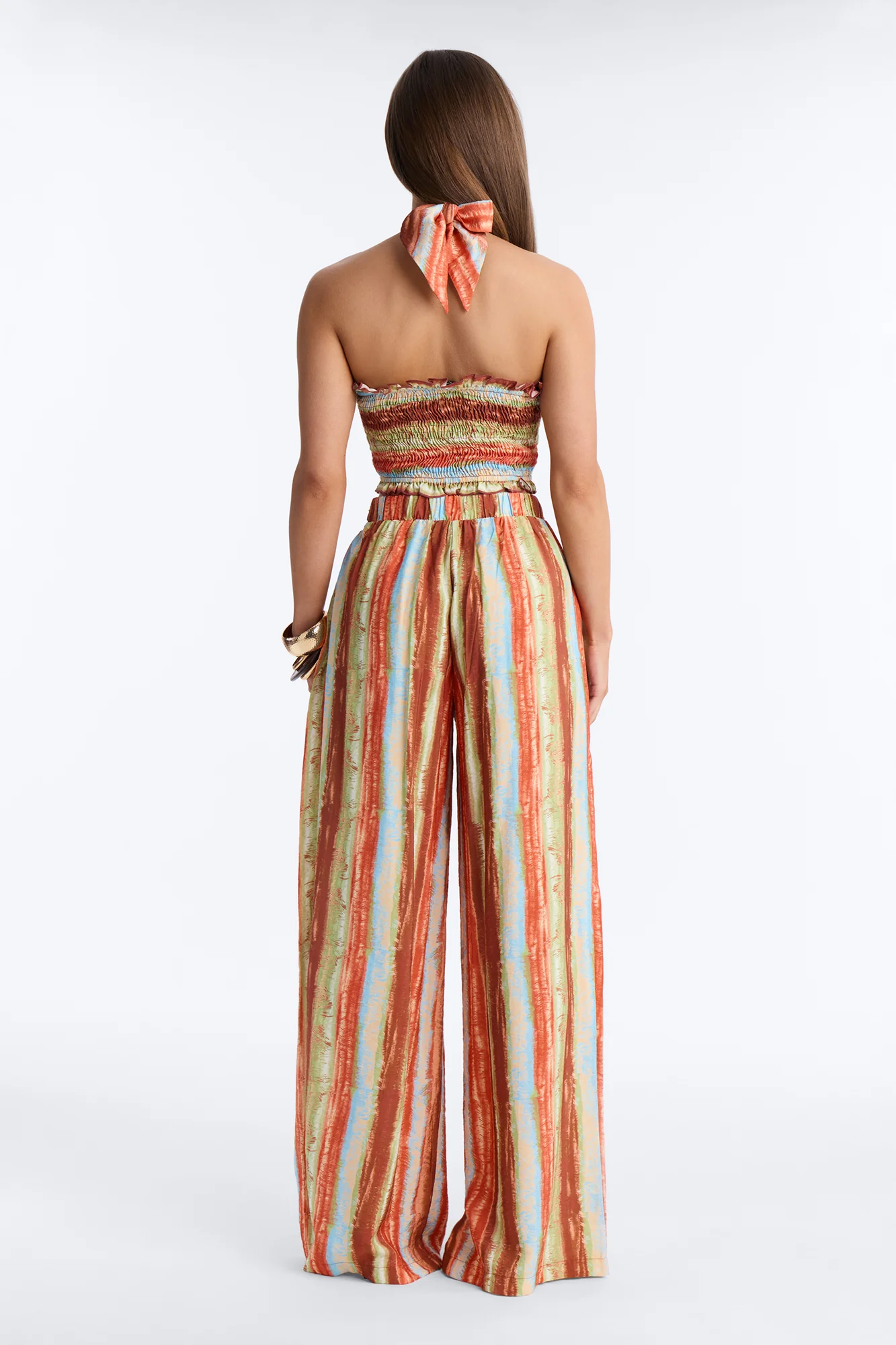 Taryn Smocked Top Wide Leg Pant Set - Rust/combo - Image 4