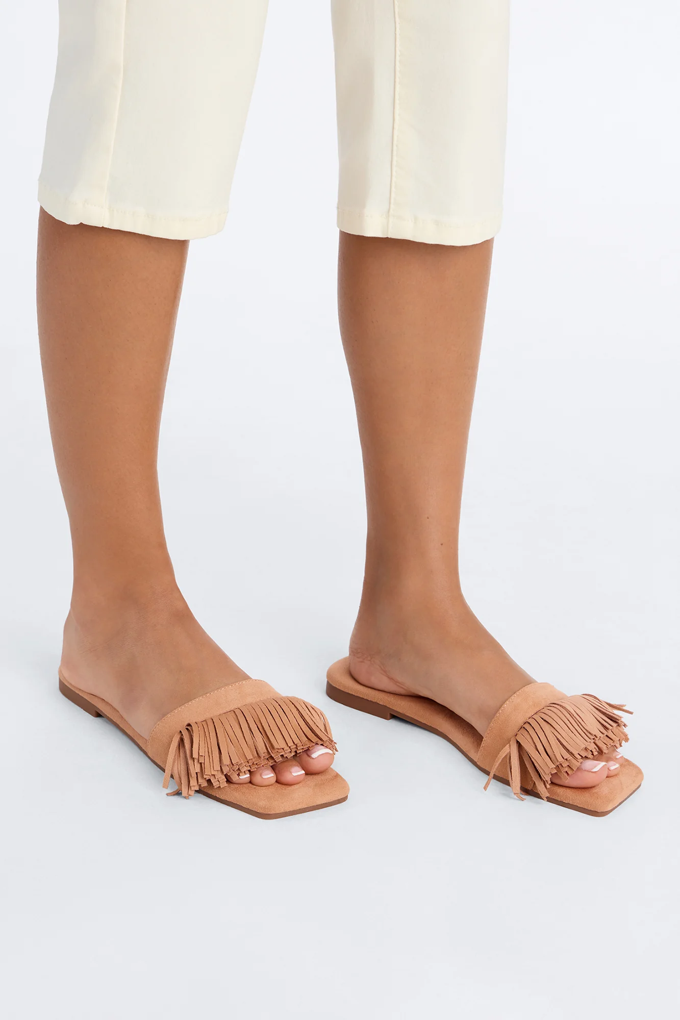 Tassie Suede Slip On Sandals - Tan