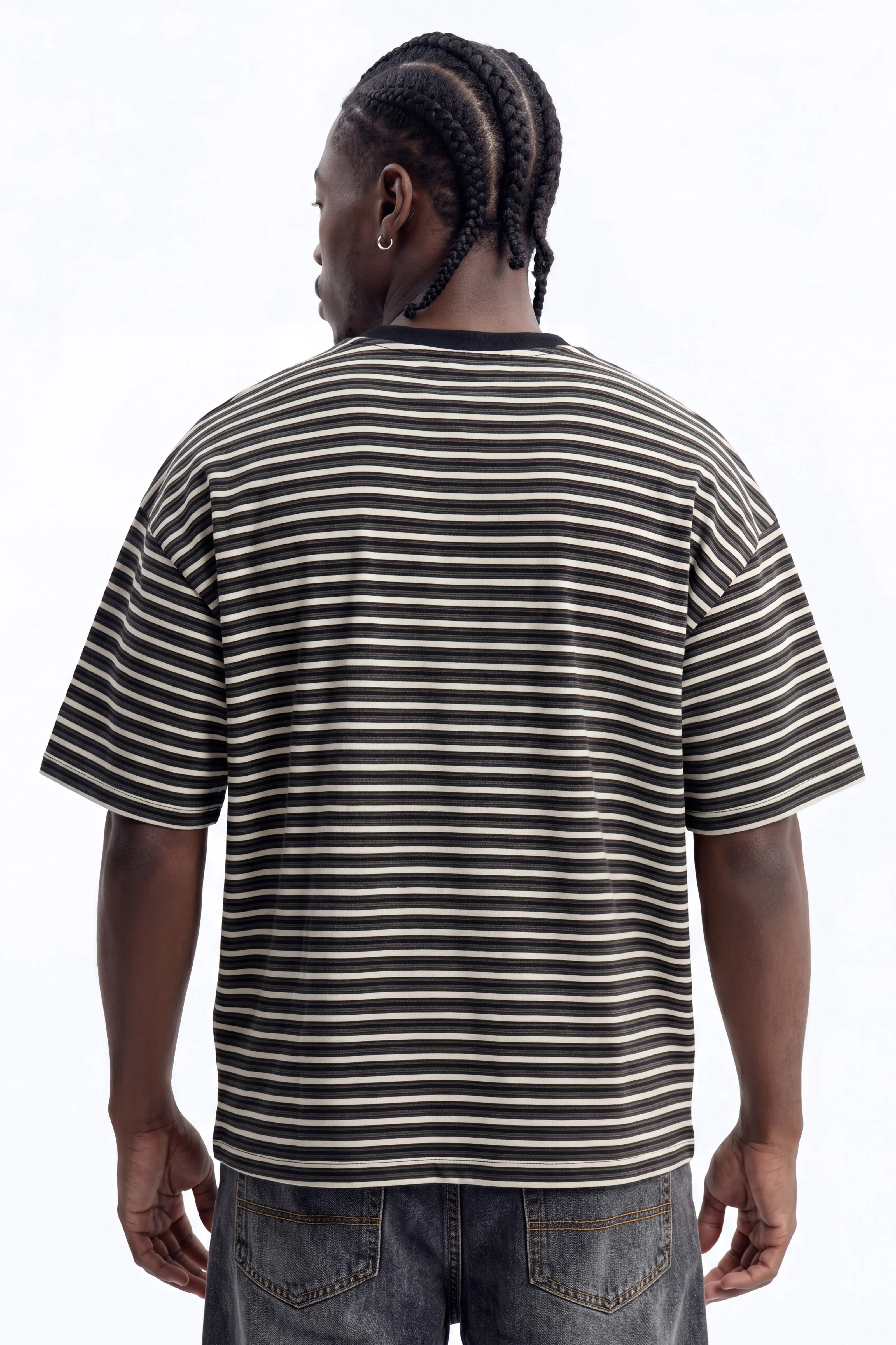 Tate Stripe Oversized Crewneck Tee - Black/combo - Image 4