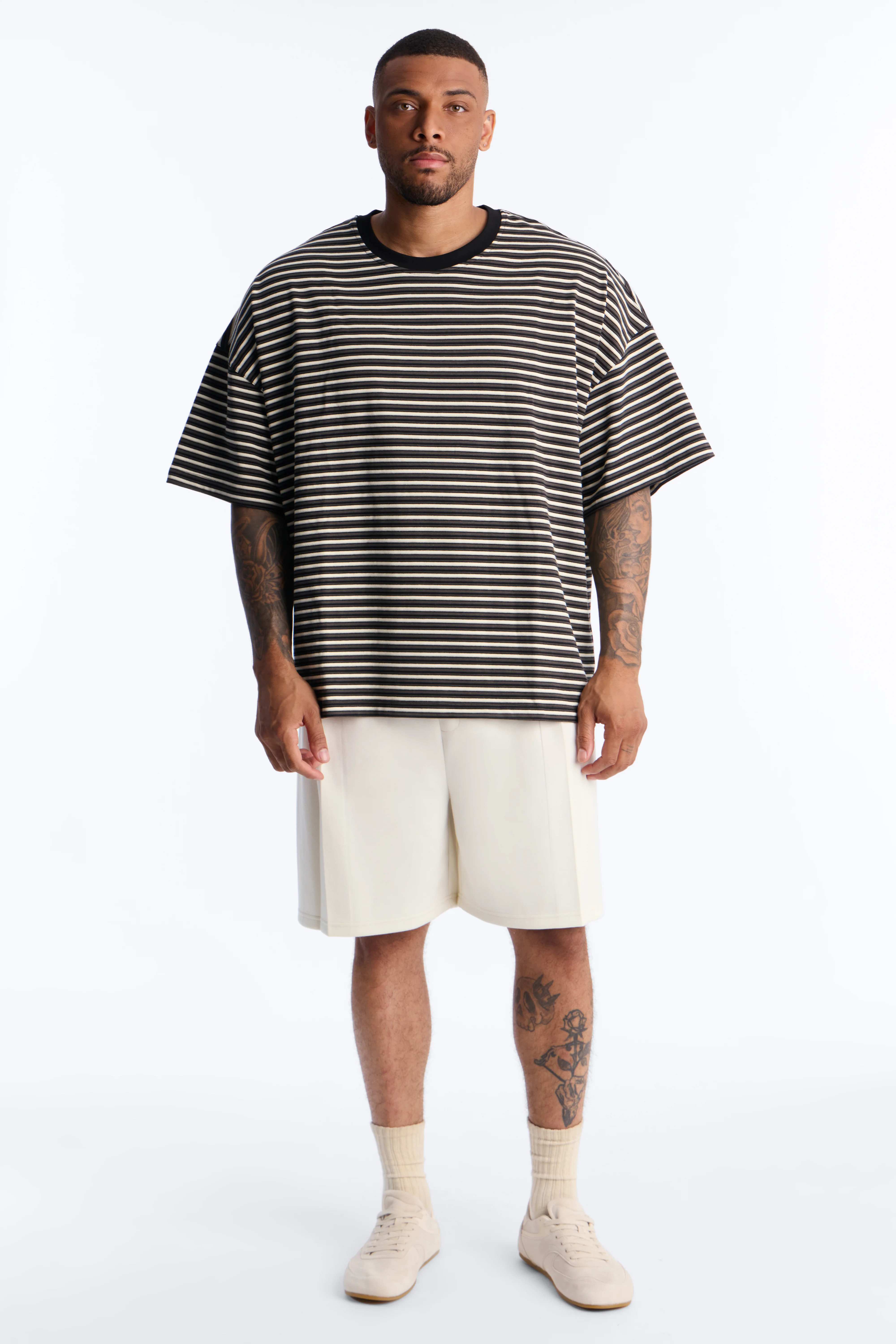 Tate Stripe Oversized Crewneck Tee - Black/combo - Image 6