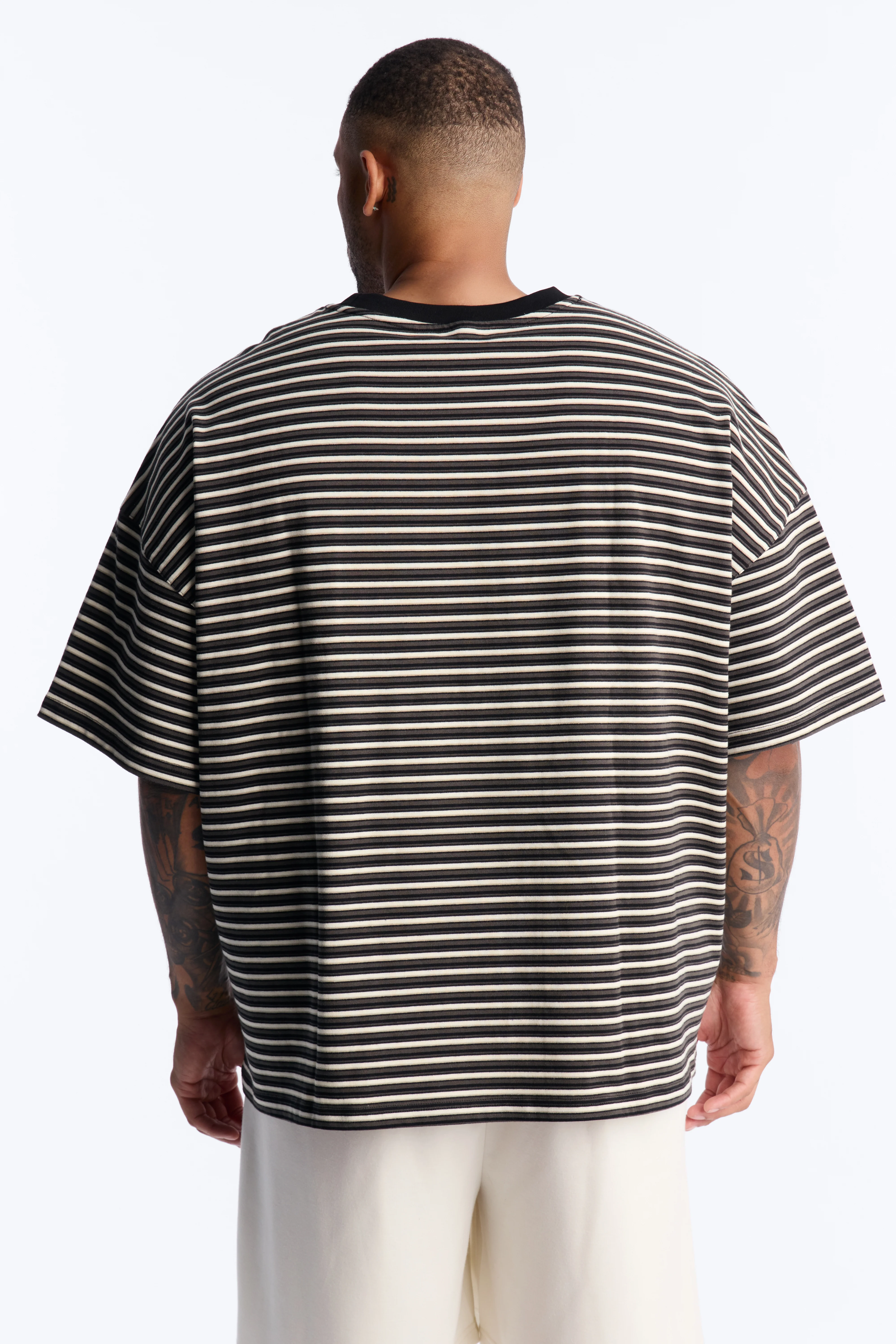 Tate Stripe Oversized Crewneck Tee - Black/combo - Image 8