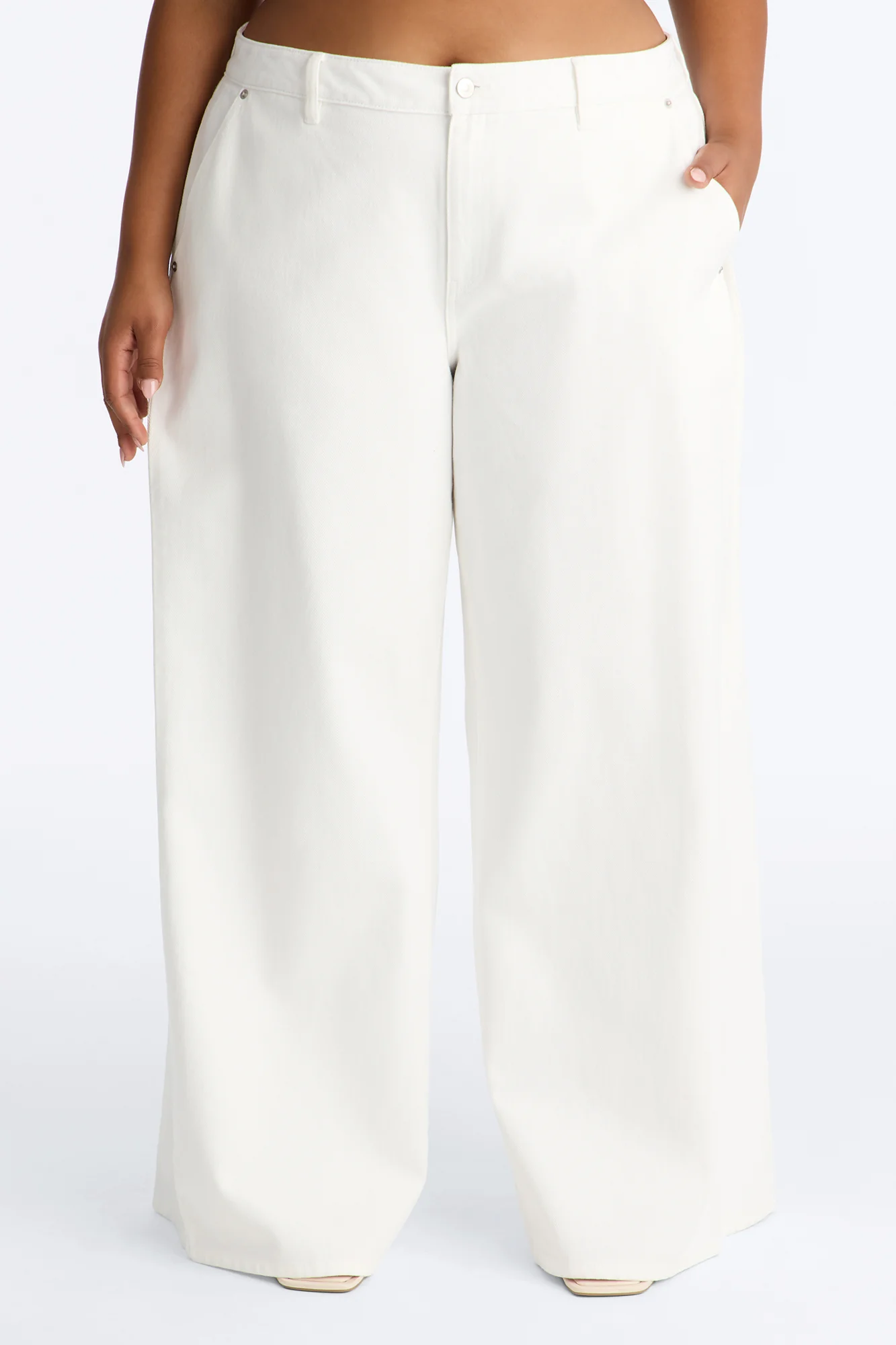 Tatiana Low Rise Wide Leg Moto Pant - Ivory - Image 6