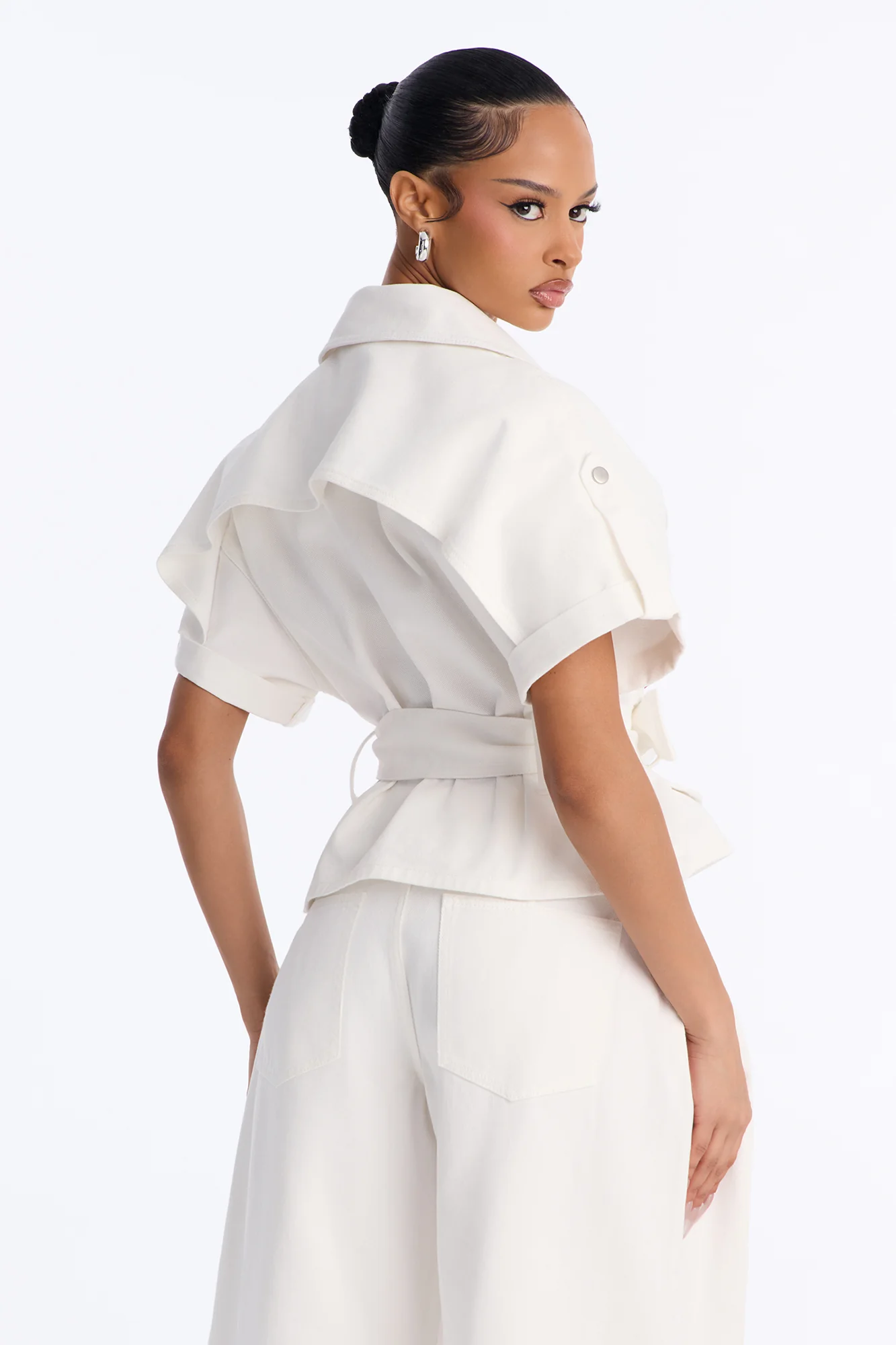 Tatiana Twill Moto Jacket - Ivory - Image 4