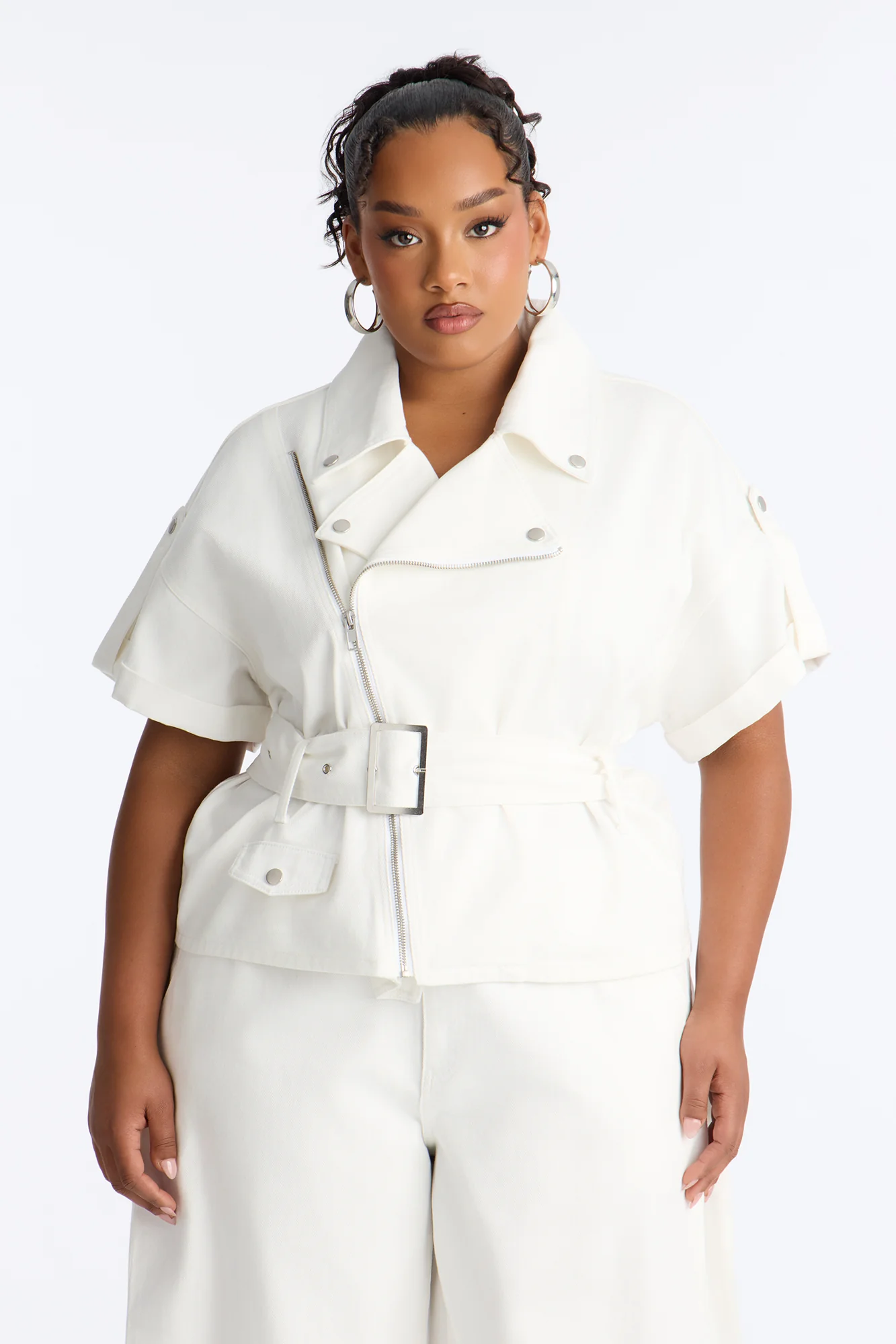 Tatiana Twill Moto Jacket - Ivory - Image 5