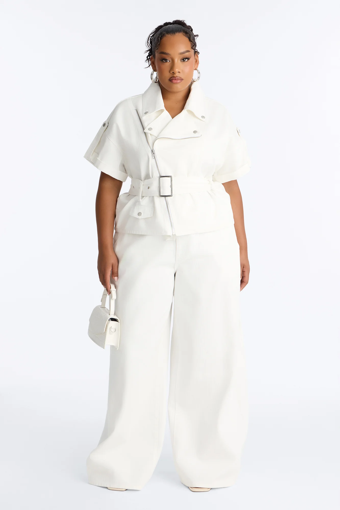 Tatiana Twill Moto Jacket - Ivory - Image 6