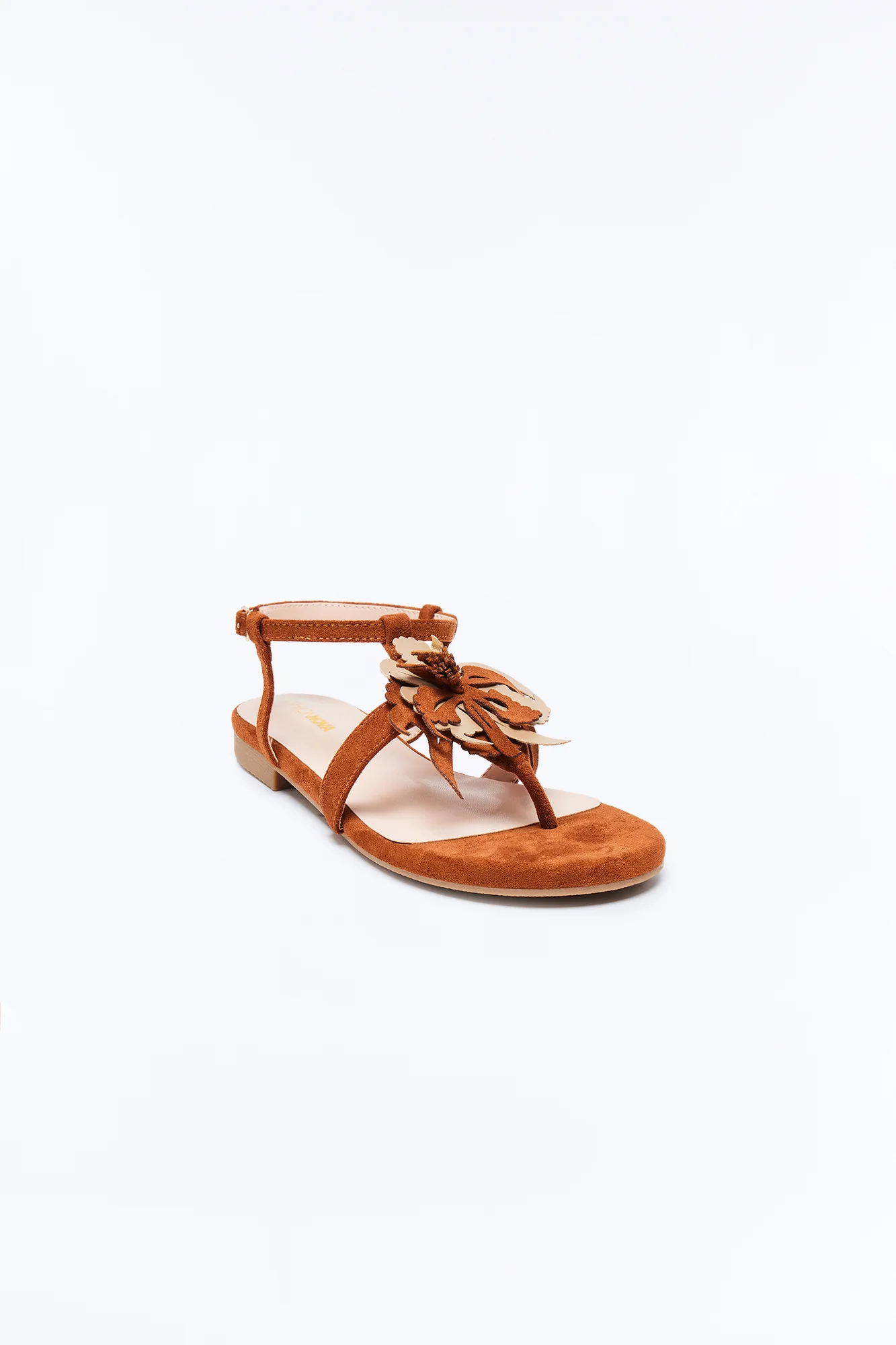 Taya Flower Ankle Strap Sandals - Tan - Image 3
