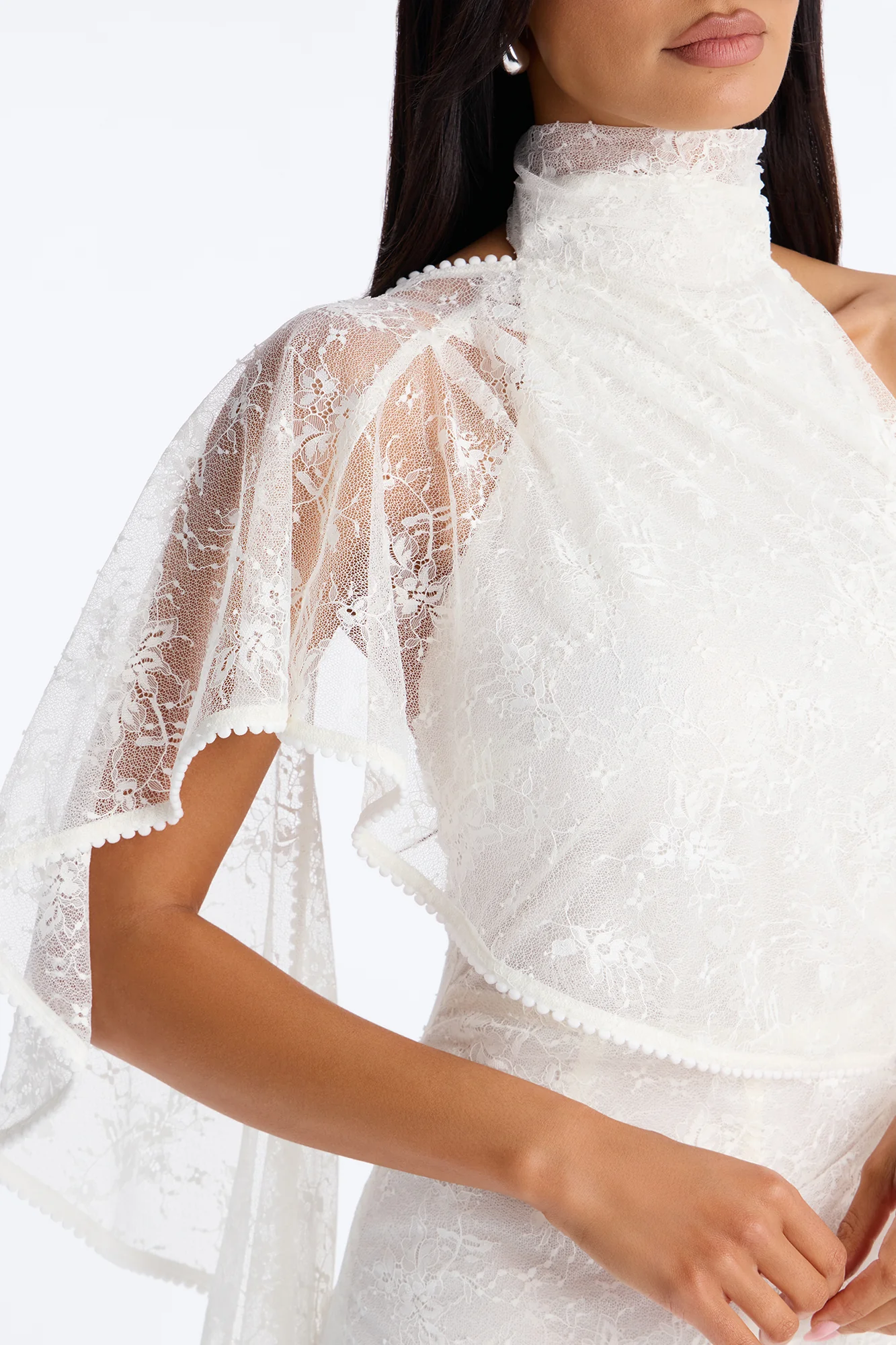 Tayla Draped Lace Wide Leg Jumpsuit - White - Image 3