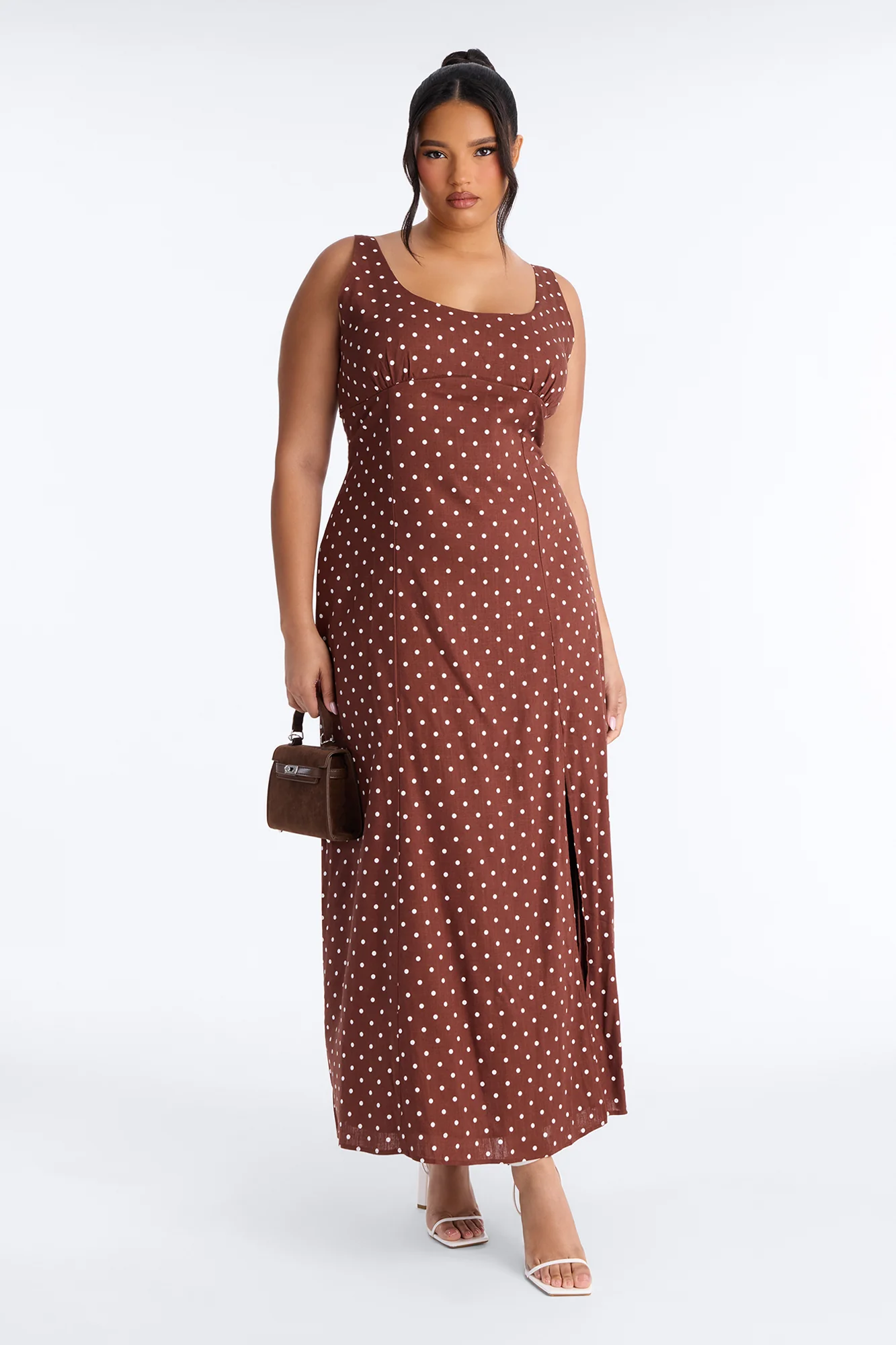 Taylor Polka Dot Linen Maxi Dress - Brown/combo - Image 5