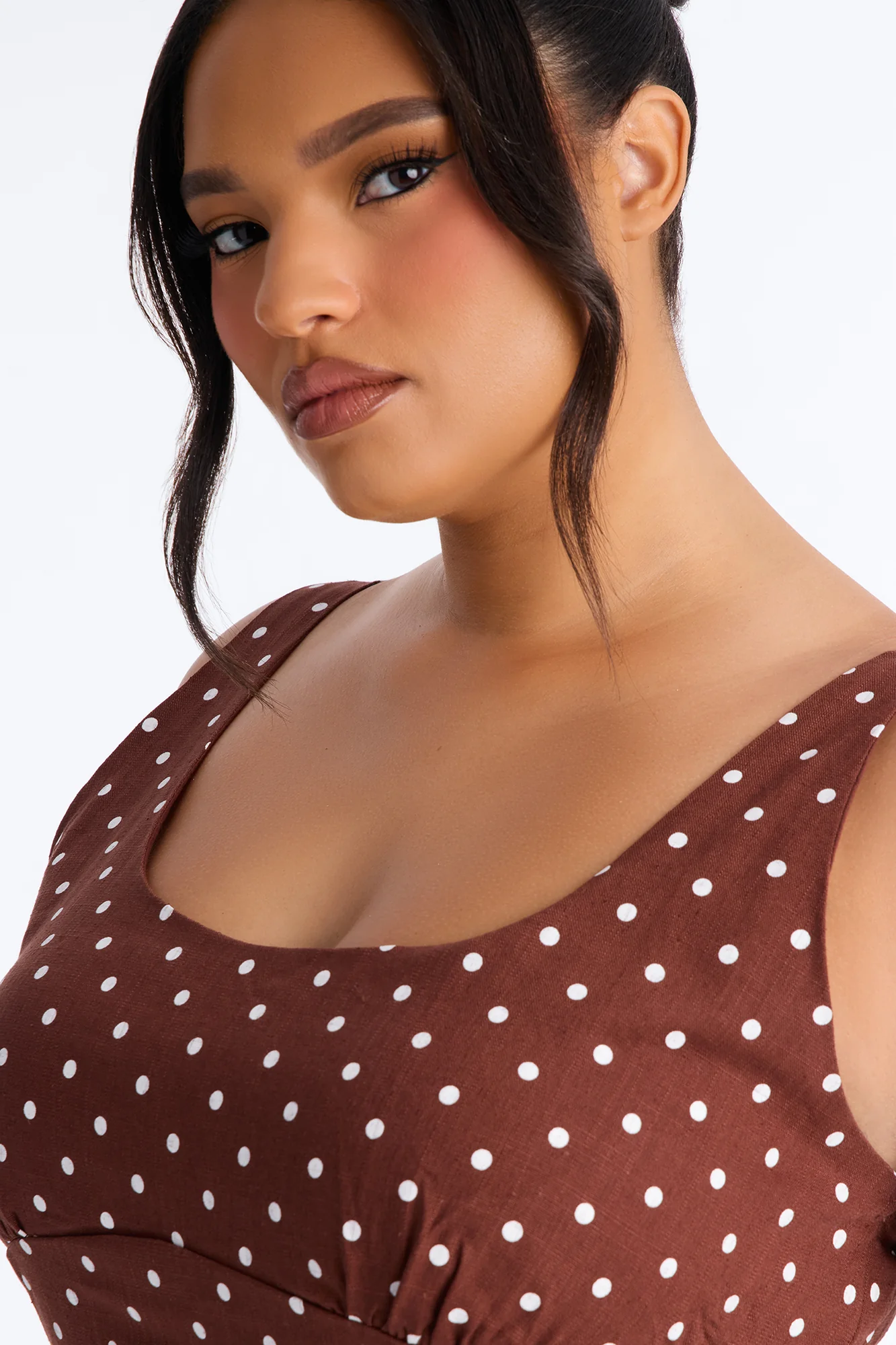 Taylor Polka Dot Linen Maxi Dress - Brown/combo - Image 7