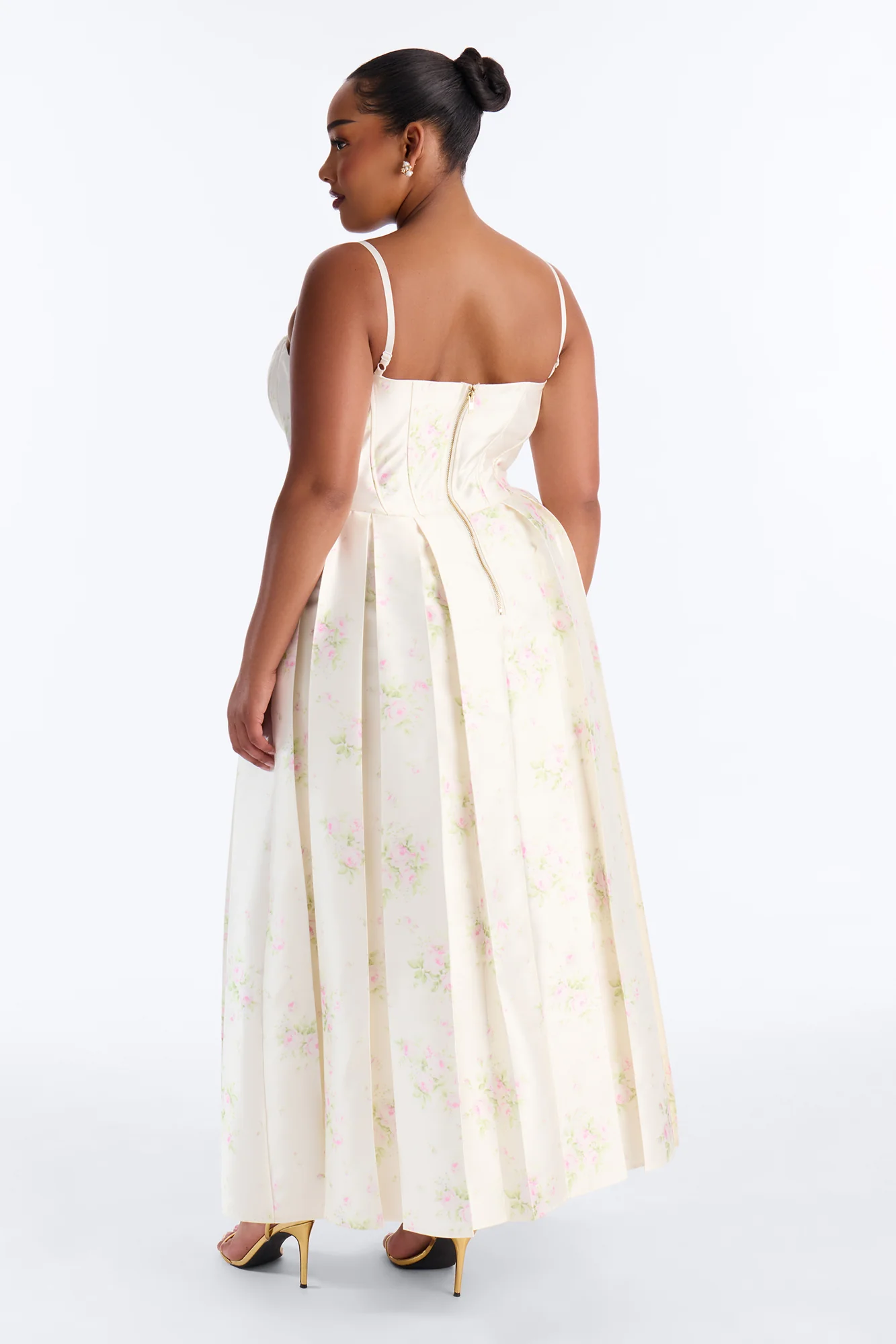 Tea Party Pleated Taffeta Gown - Cream/combo - Image 11