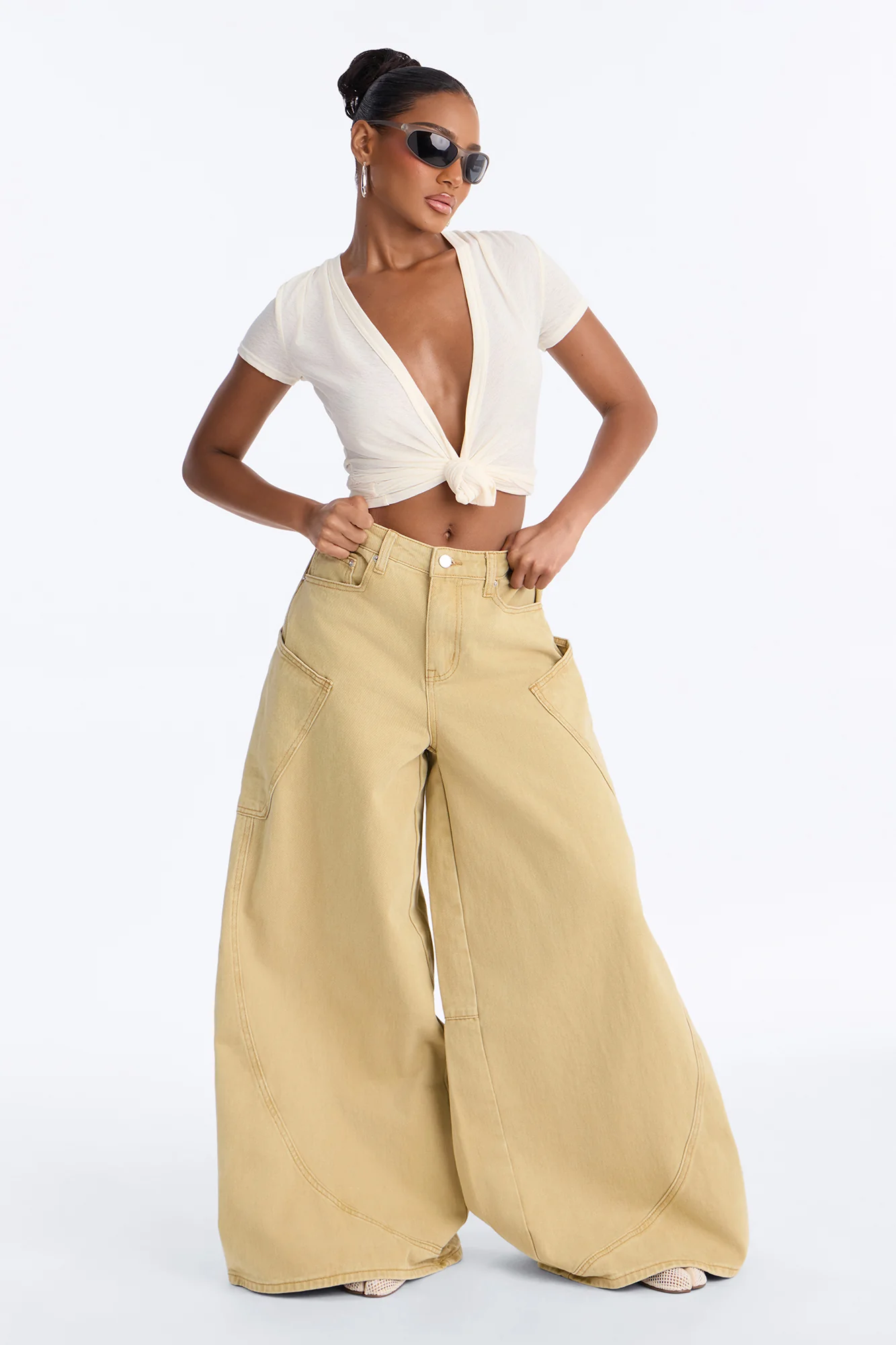 Tenants Wide Leg Barrel Pant - Mustard - Image 5