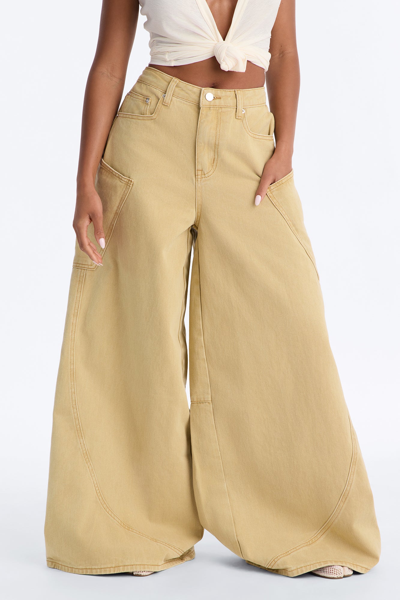 Tenants Wide Leg Barrel Pant - Mustard - Image 6