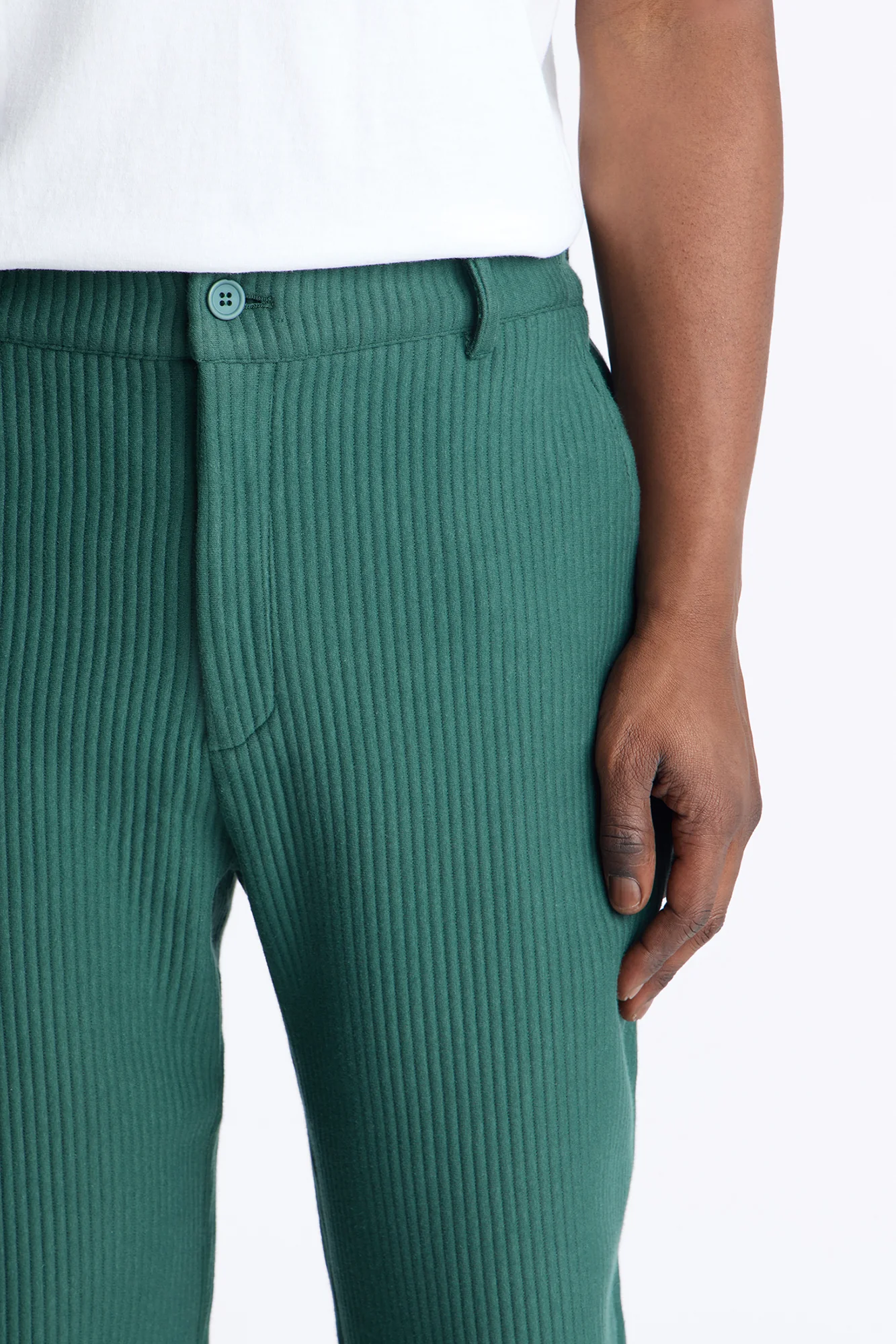 Textured Fleece Straight Leg Pant - Hunter Green - Image 3