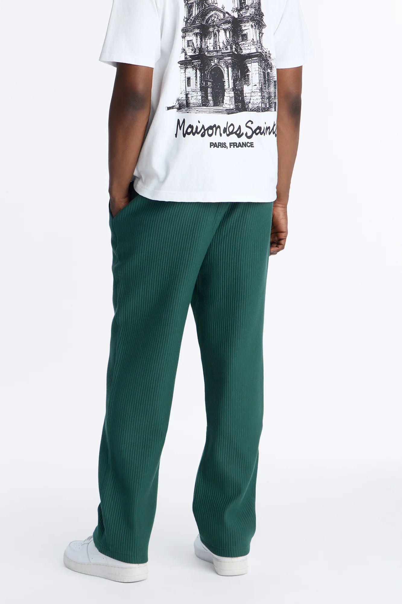 Textured Fleece Straight Leg Pant - Hunter Green - Image 4