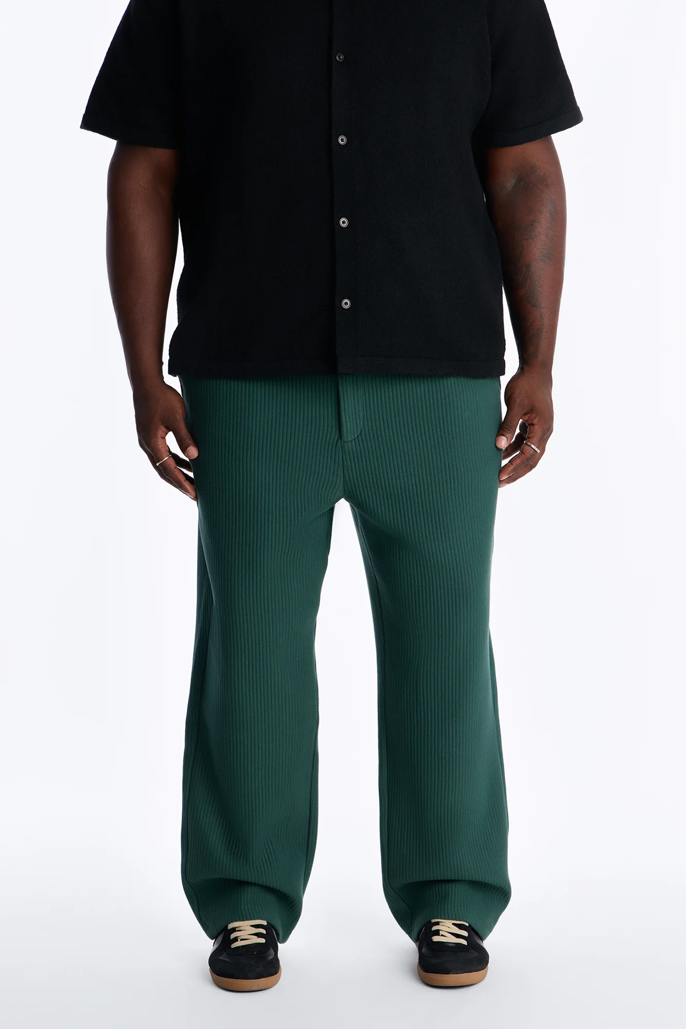 Textured Fleece Straight Leg Pant - Hunter Green - Image 5