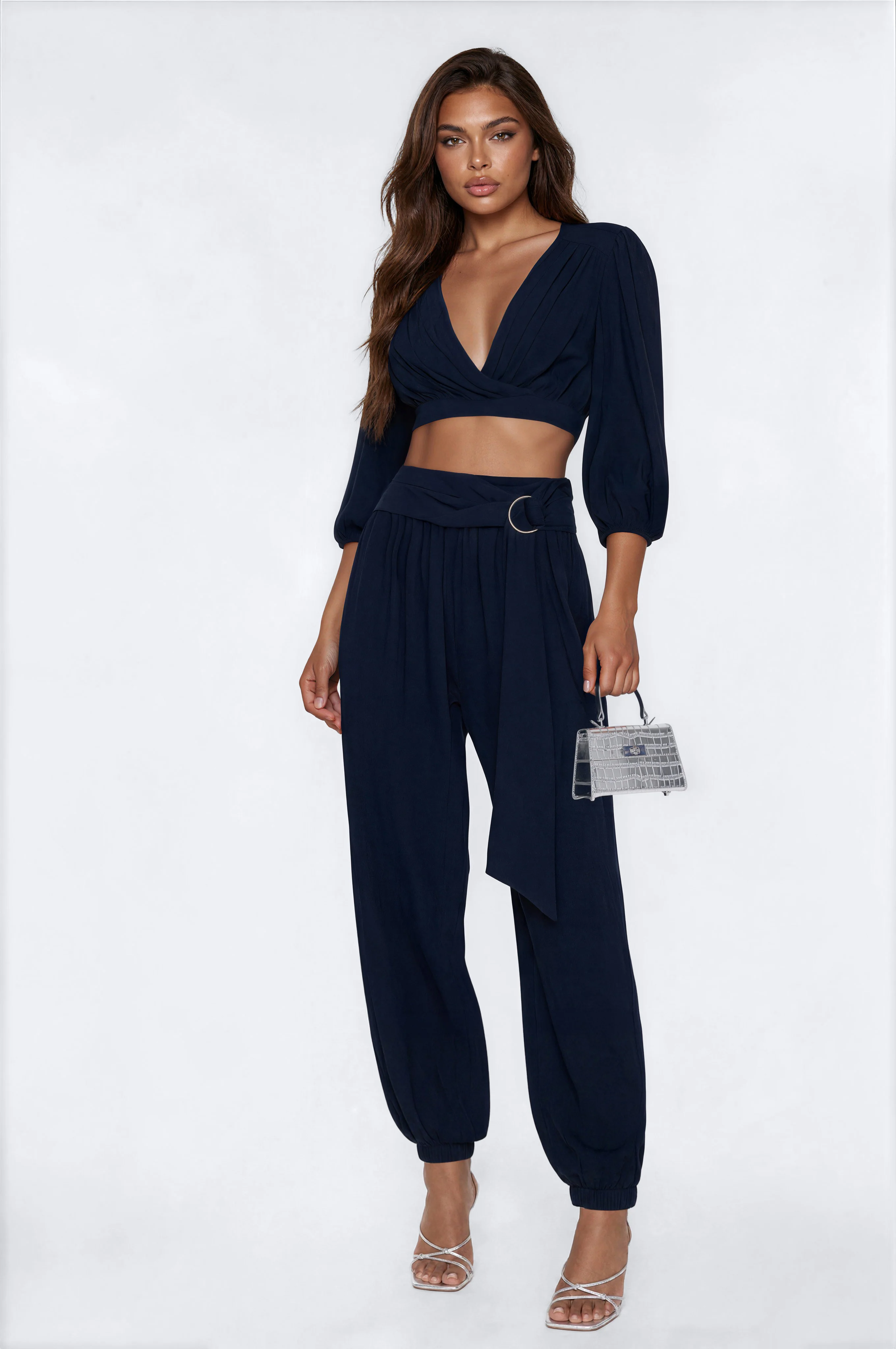 Thalia Balloon Pant Set - Navy