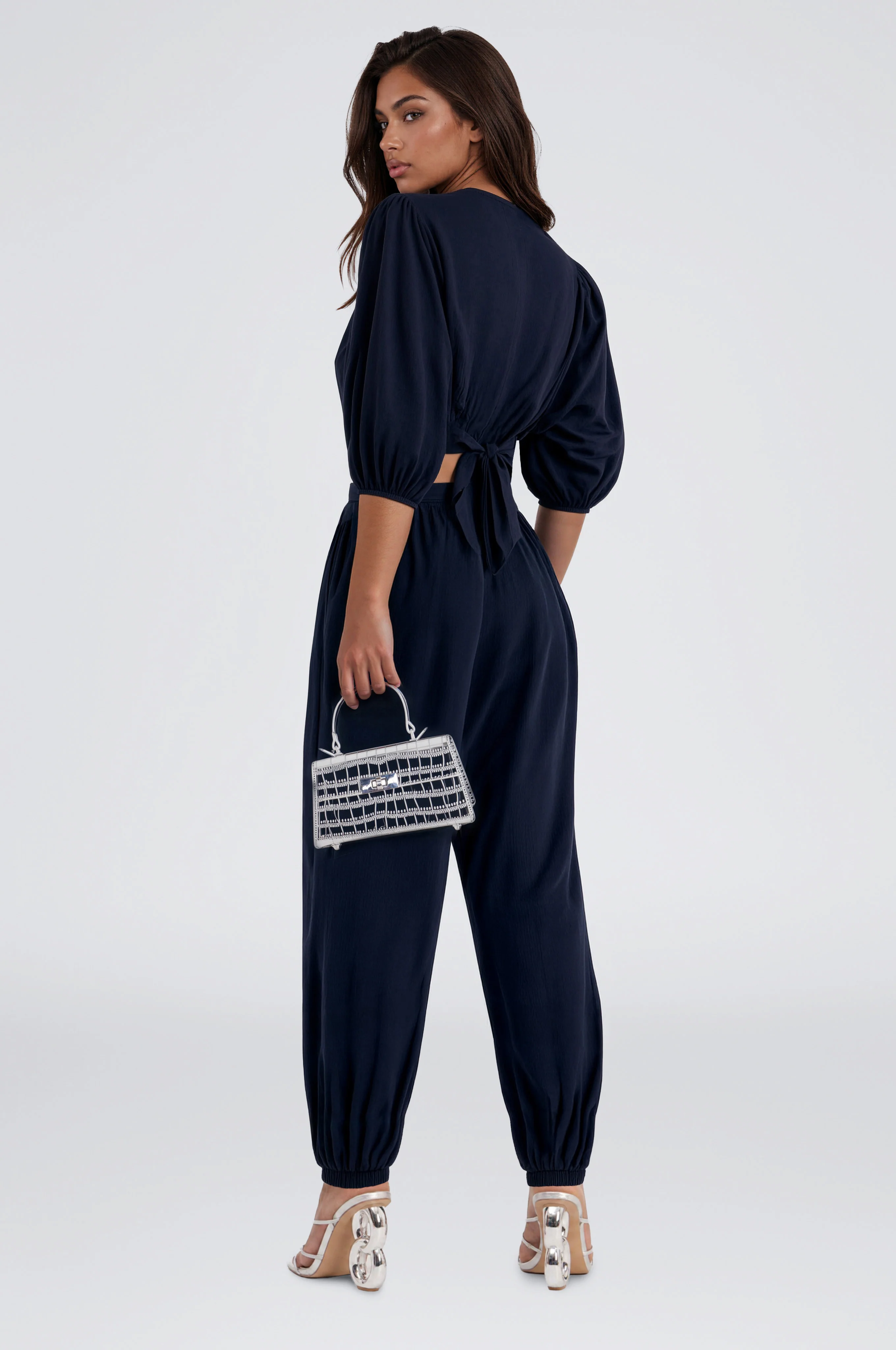 Thalia Balloon Pant Set - Navy - Image 3