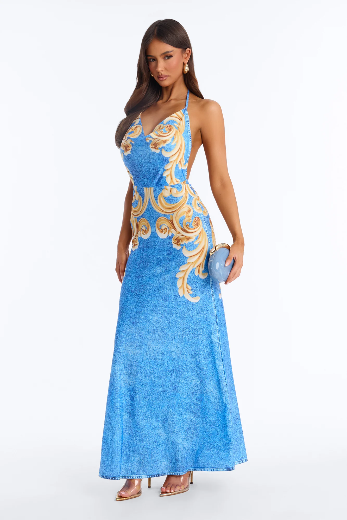 The Baddest Backless Maxi Dress - Denim - Image 2