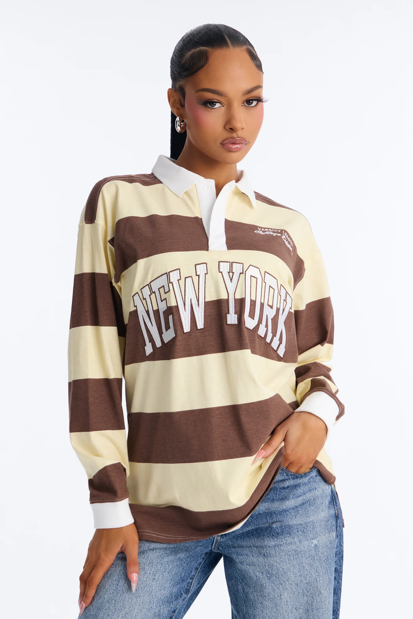The Big Apple NYC Striped Polo - Brown Combo