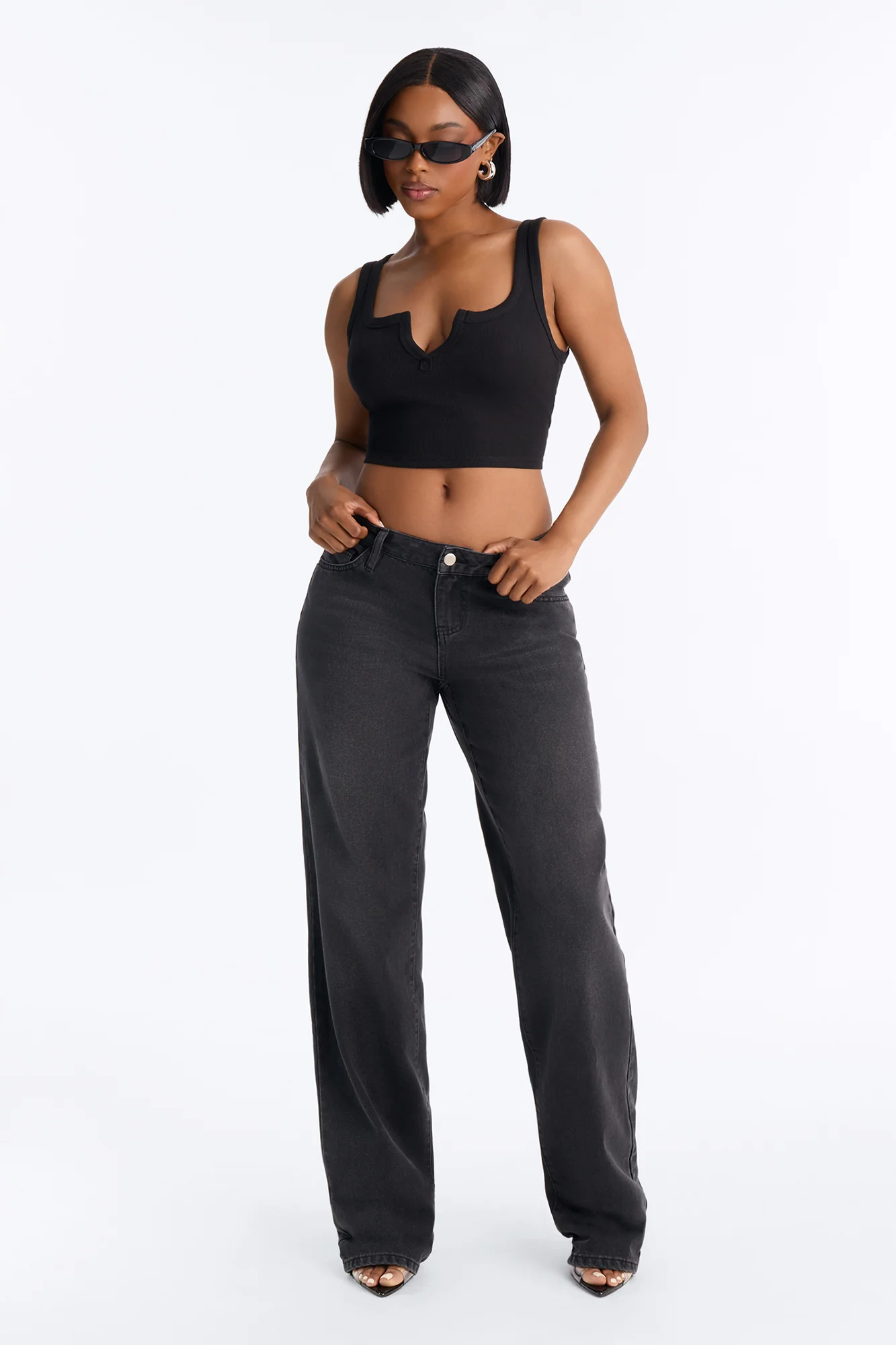 The Entire Story Low Rise Straight Leg Jeans - Black Wash - Image 2