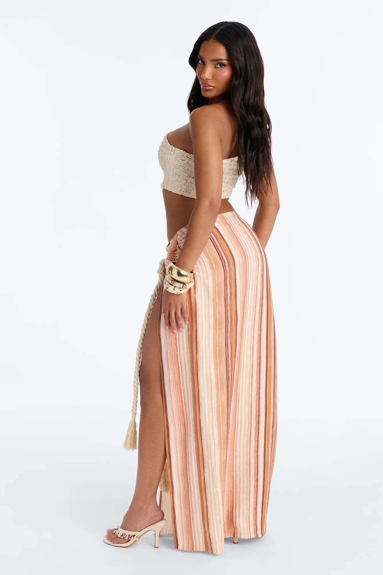 The Horizon Linen Skirt Set - Rust/combo - Image 4