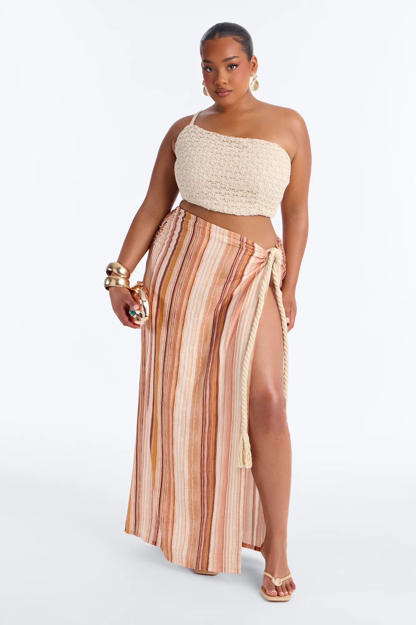 The Horizon Linen Skirt Set - Rust/combo - Image 5