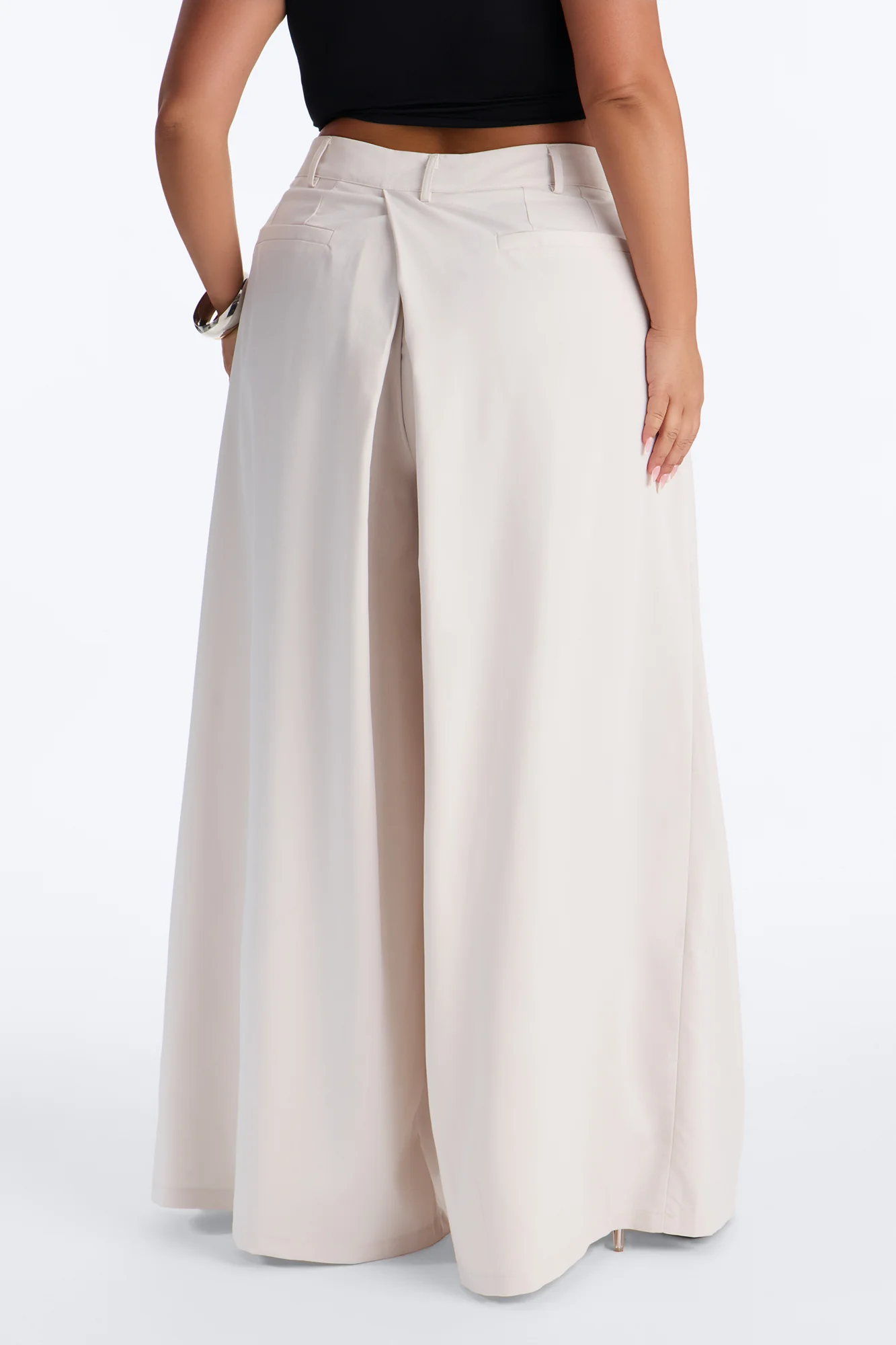 The Kayne Pleated Crossover Wide Leg Pant - Ivory - Image 7
