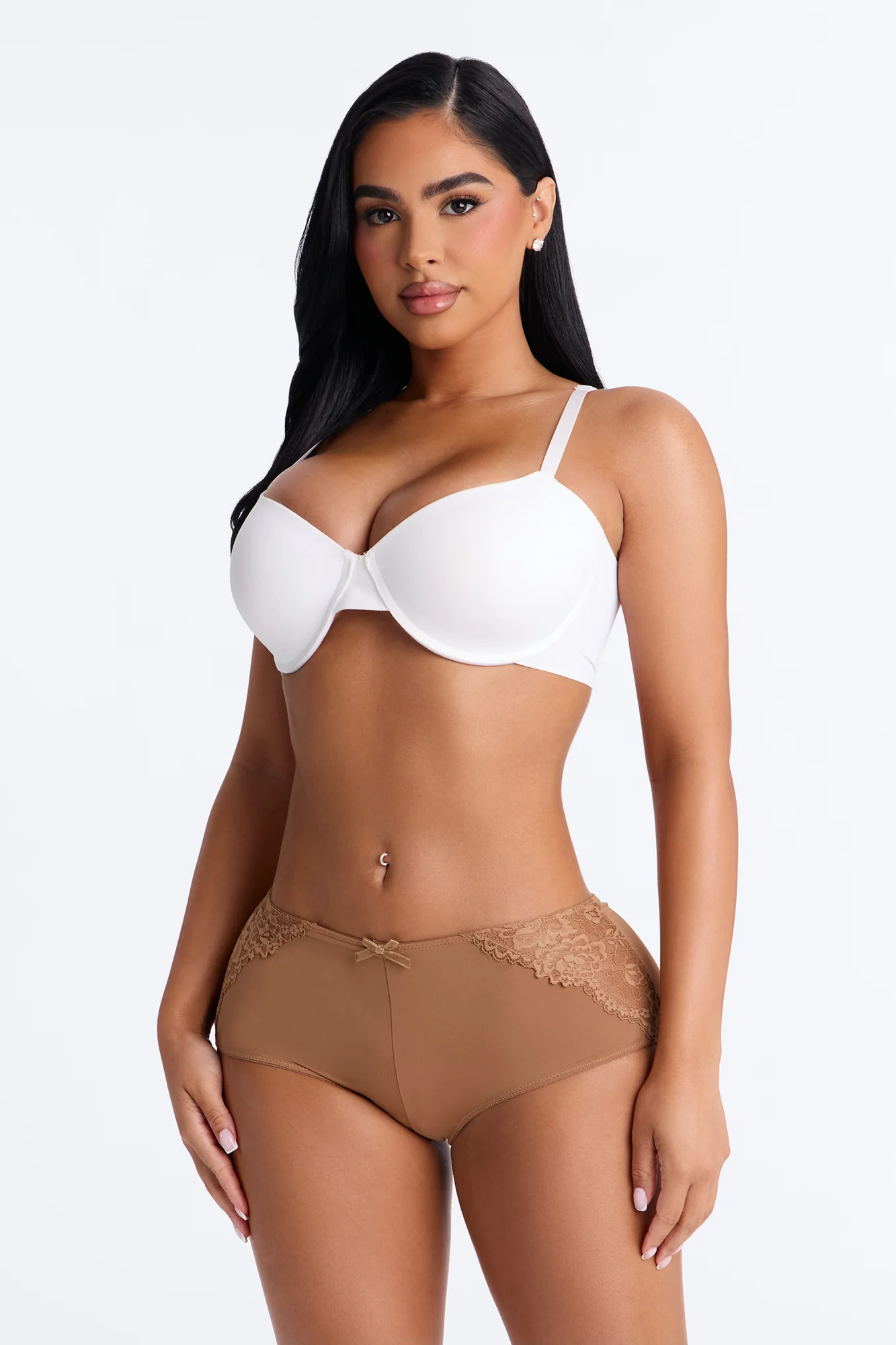 The Right Way Microfiber Lace Boyshort Panty - Mocha