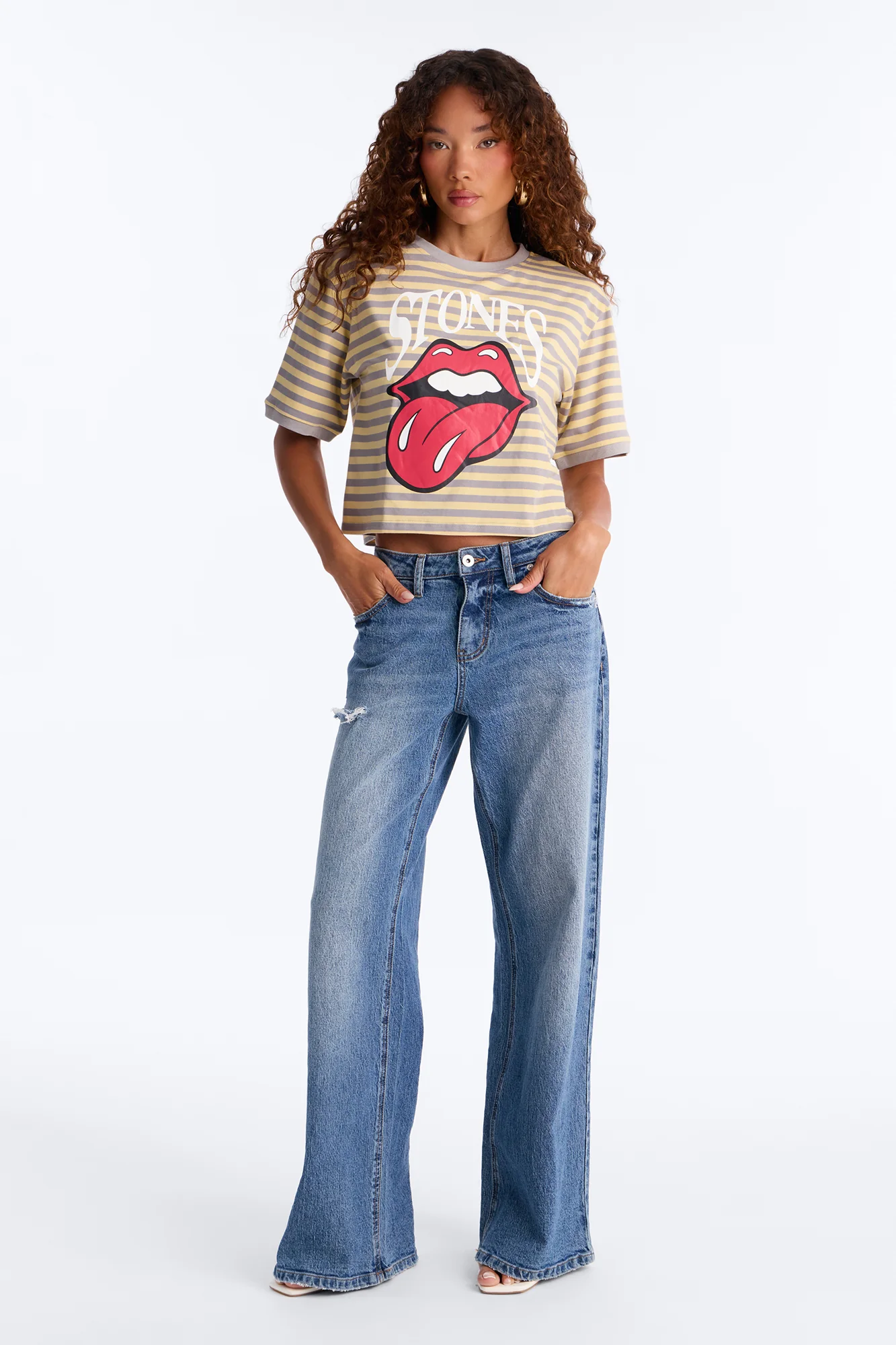The Rolling Stones Stripe Crop Tee - Multi Color - Image 2