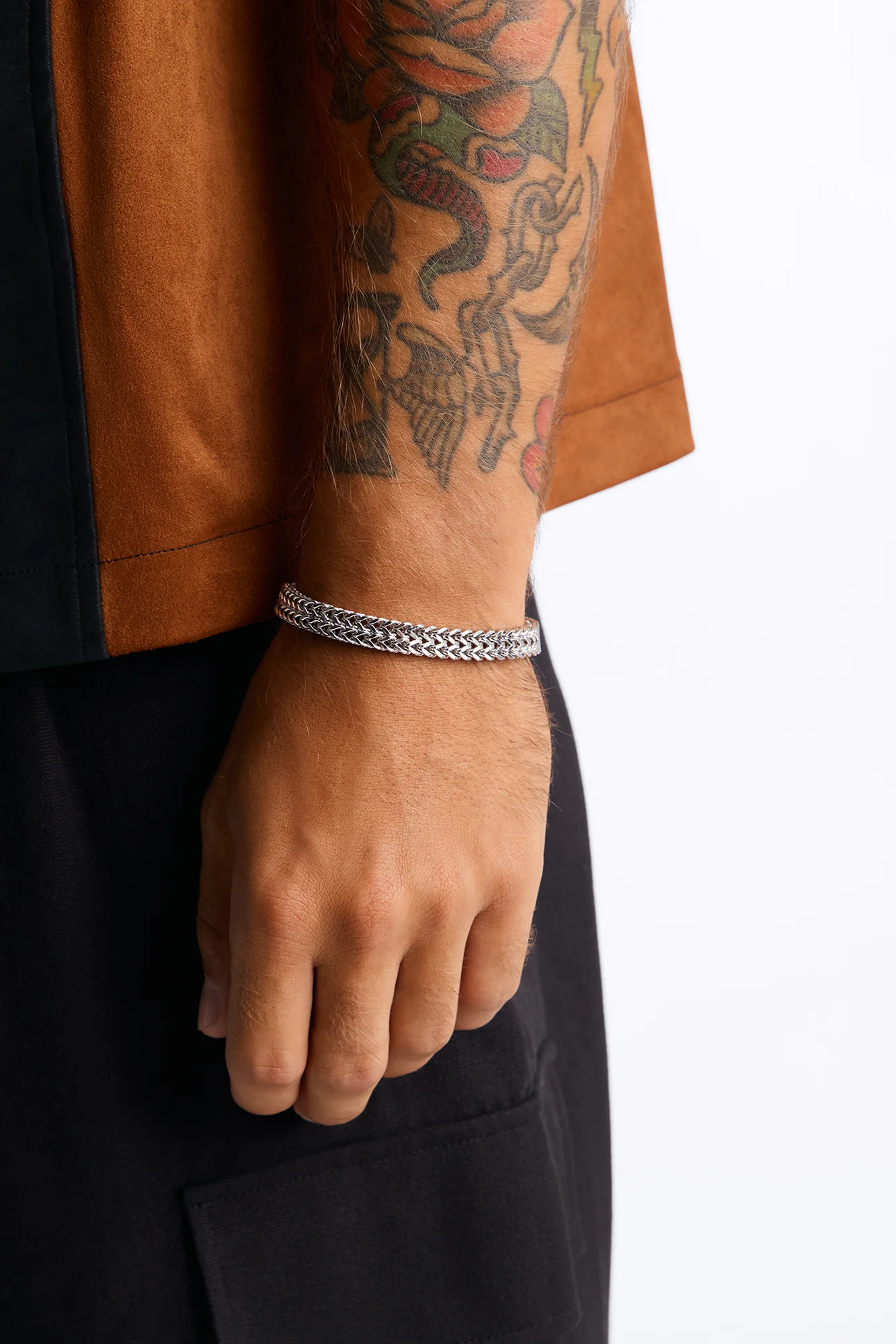 Thick Woven Chain Stainless Steel Bracelet - Silver