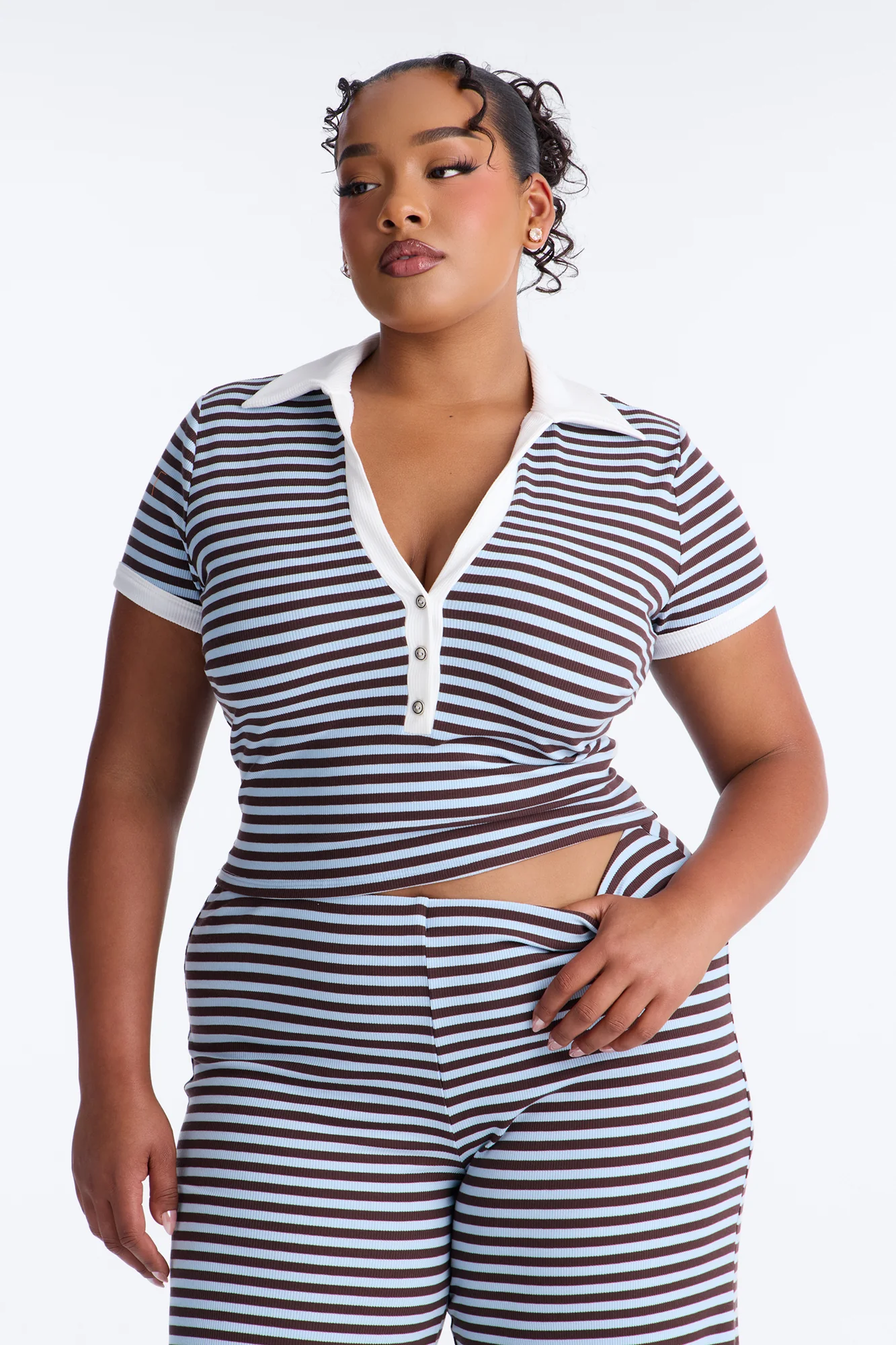 Thinking About You Ribbed Pant Set - Brown/combo - Image 6