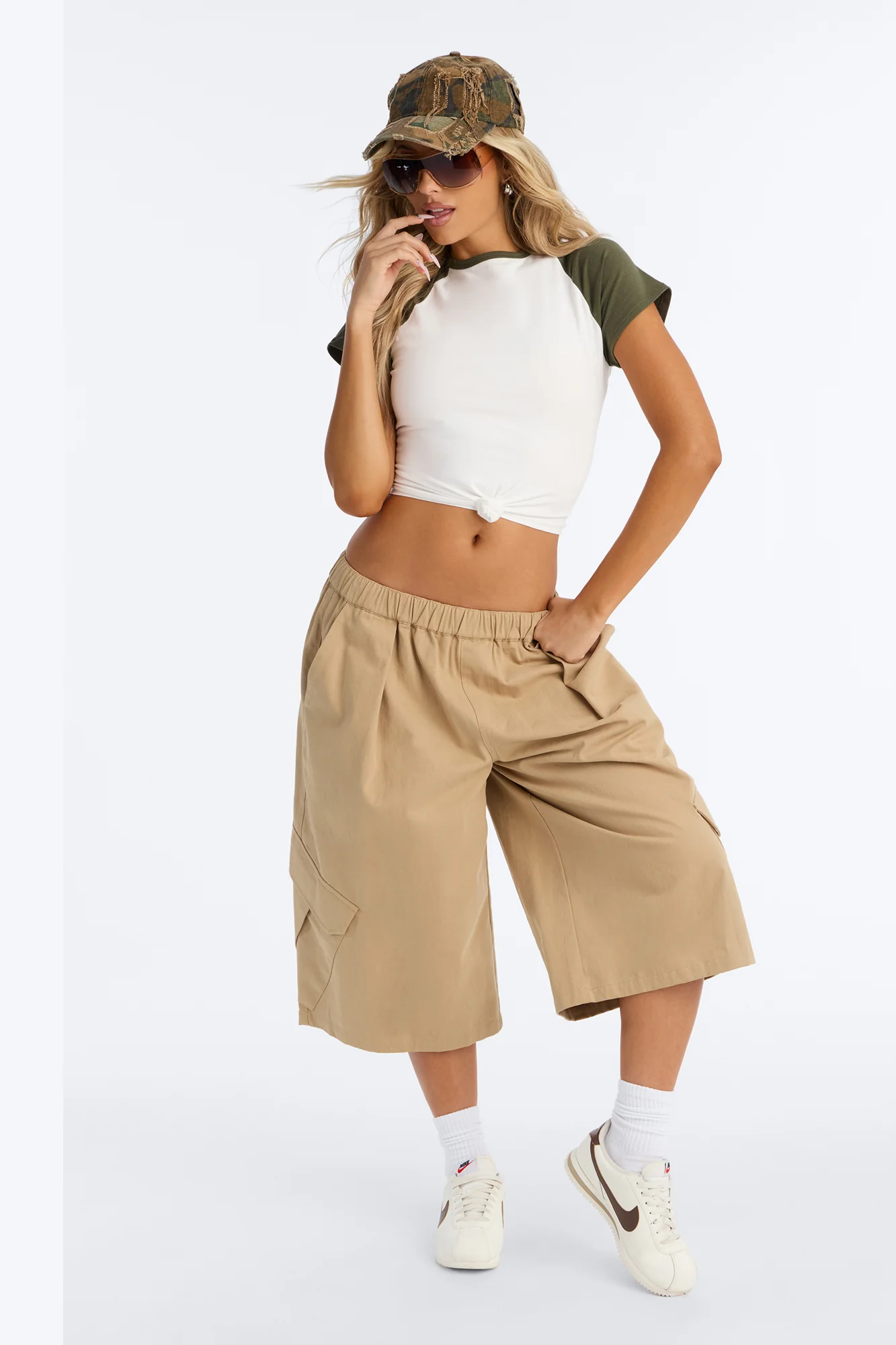 Third Base Knot Short Sleeve Top - Olive/combo - Image 2