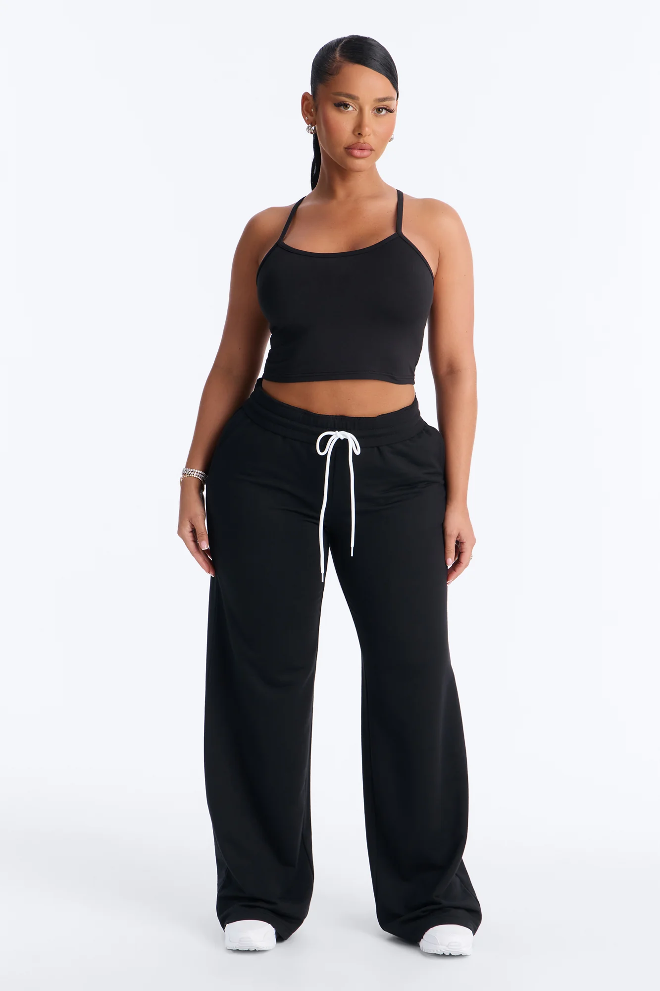 Tiana Wide Leg Pant Set - Black