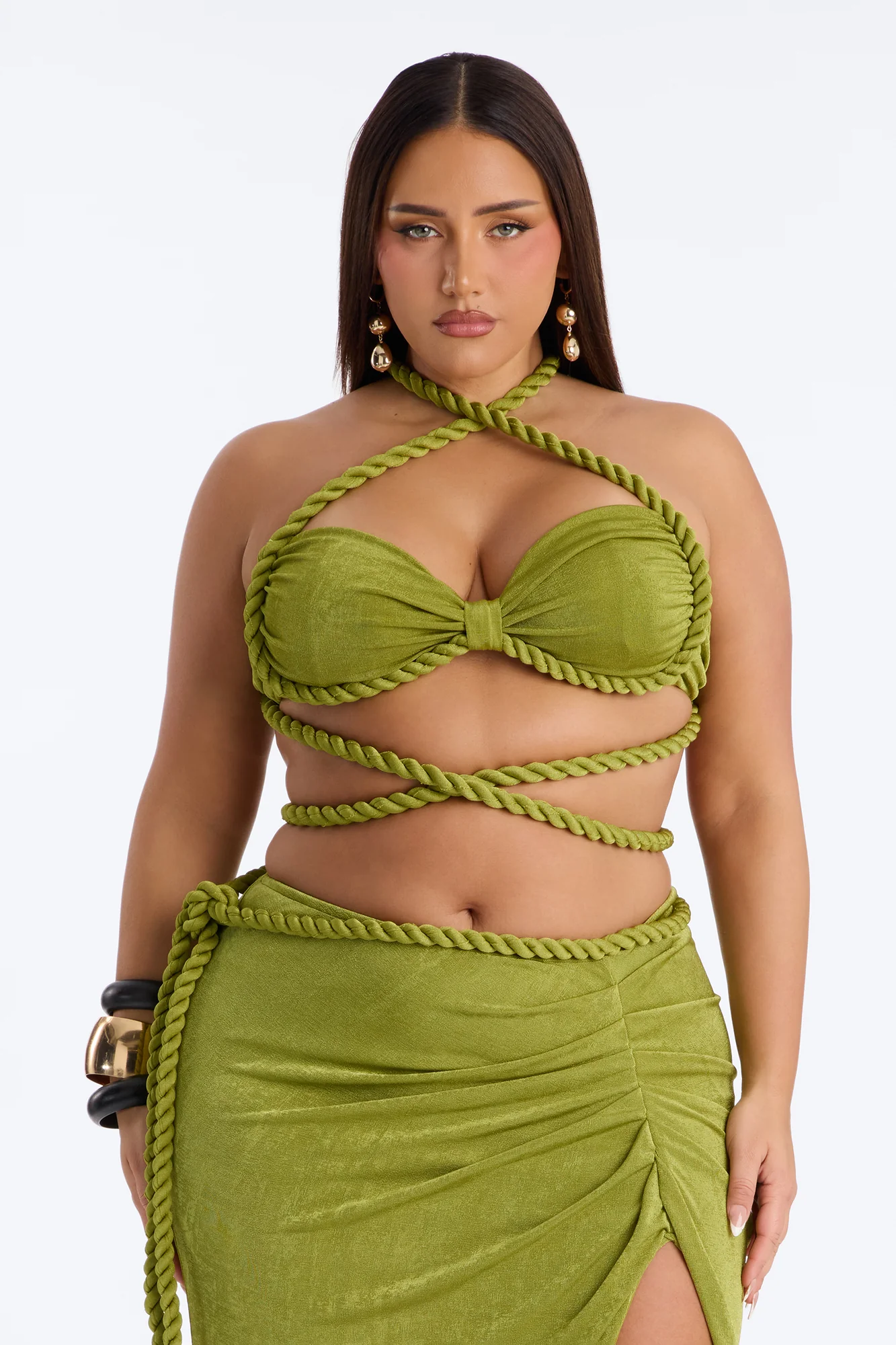 Tied To You Maxi Skirt Set - Chartreuse - Image 6