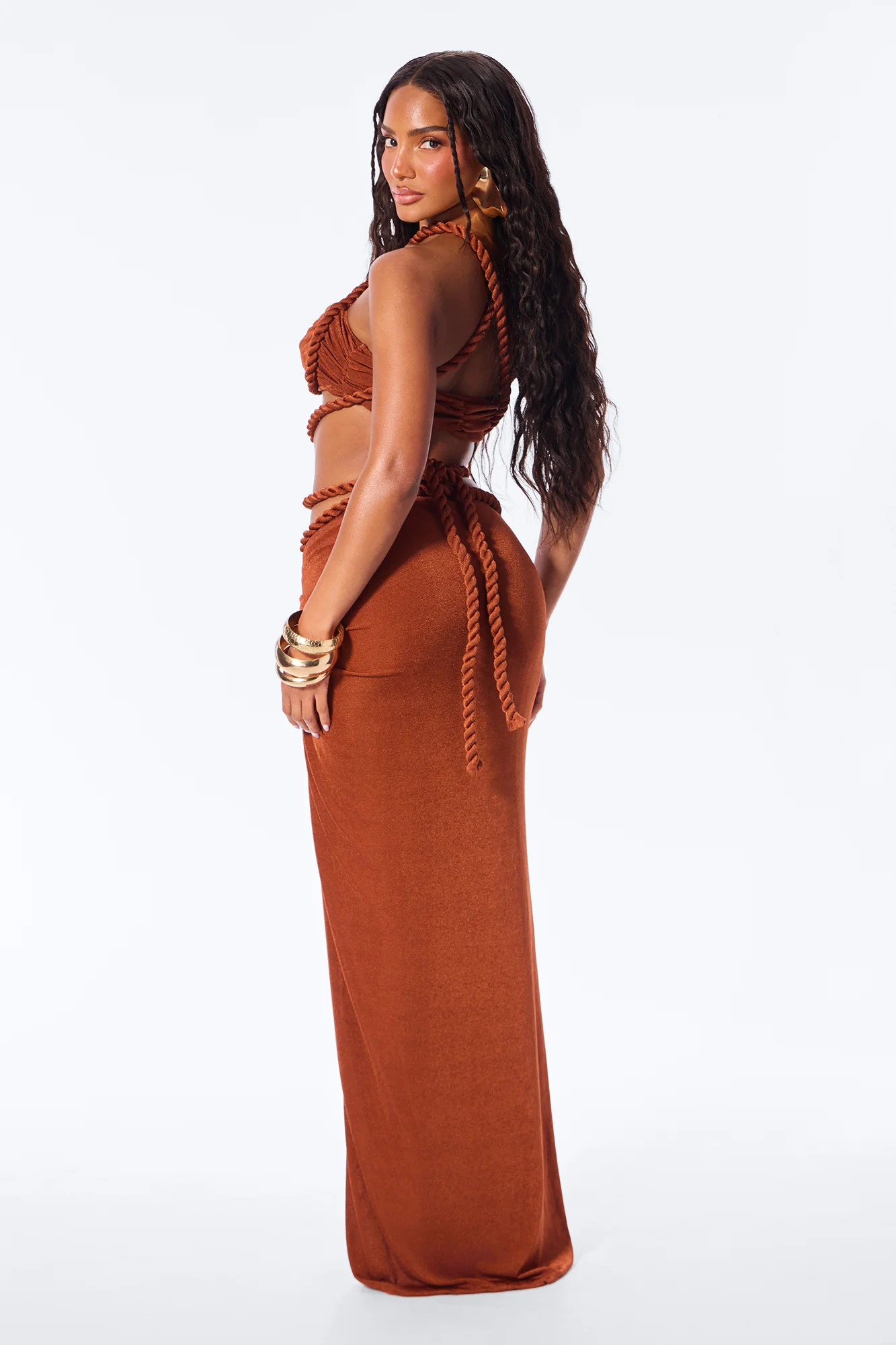 Tied To You Maxi Skirt Set - Rust - Image 4