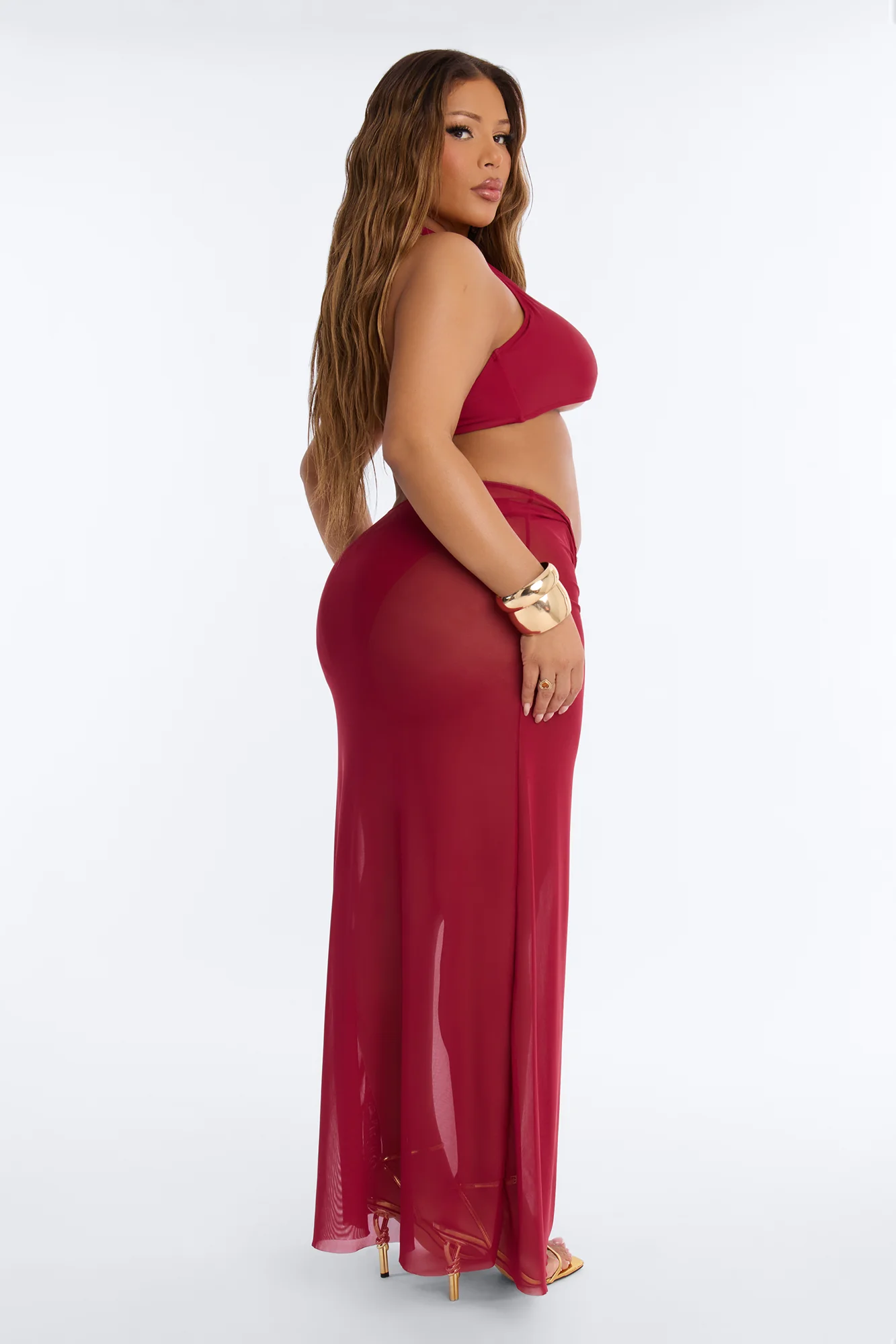 Till Sunrise Bikini And Coverup Skirt - Burgundy - Image 10