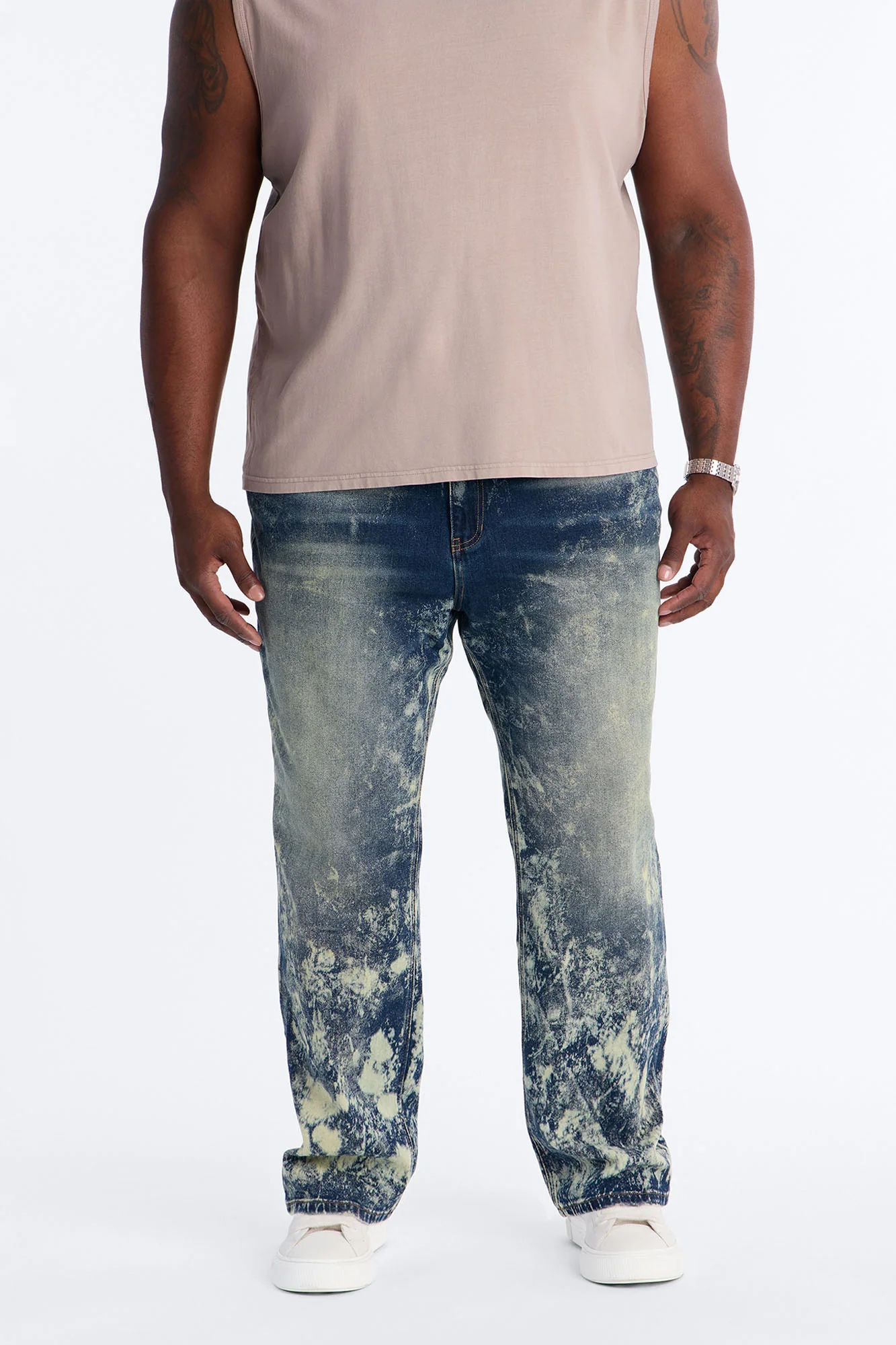 Timeless Bleach Washed Straight Jeans - Dark Wash - Image 6