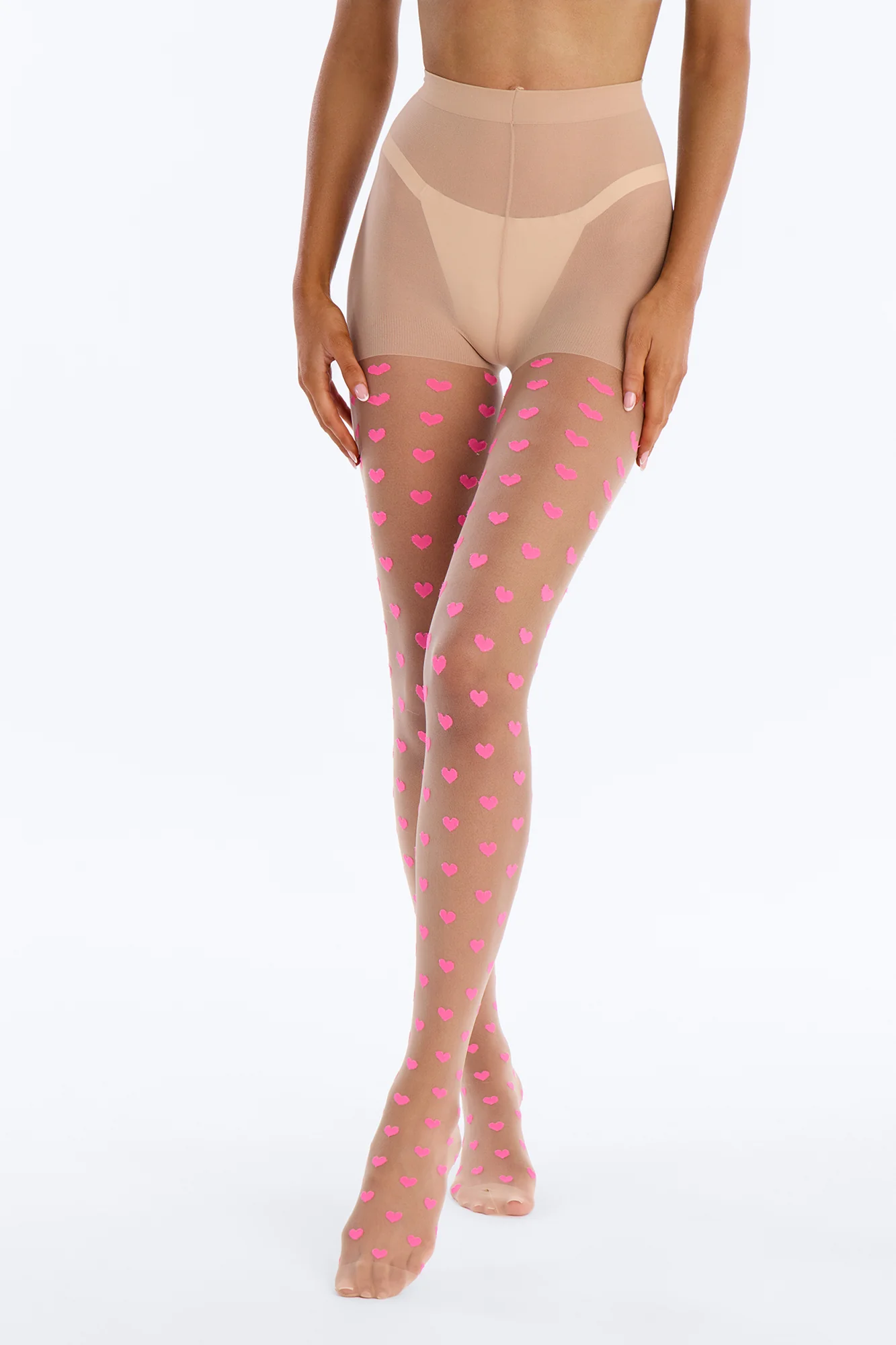 To My Heart Mesh Heart Tights - Pink/combo