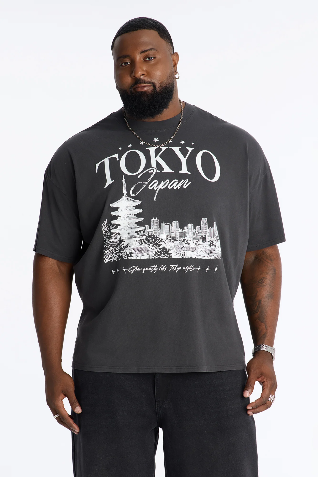 Tokyo Japan Boxy Short Sleeve Tee - Washed Black - Image 5