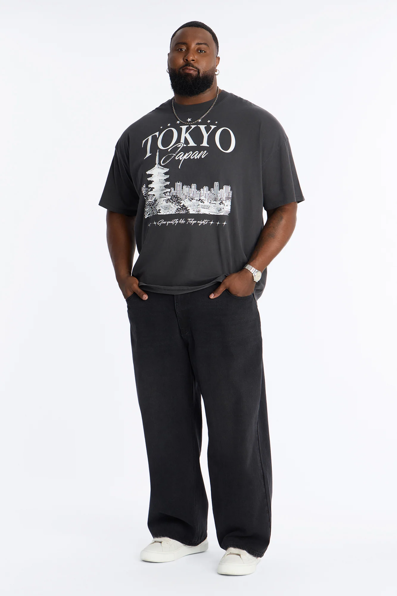 Tokyo Japan Boxy Short Sleeve Tee - Washed Black - Image 6