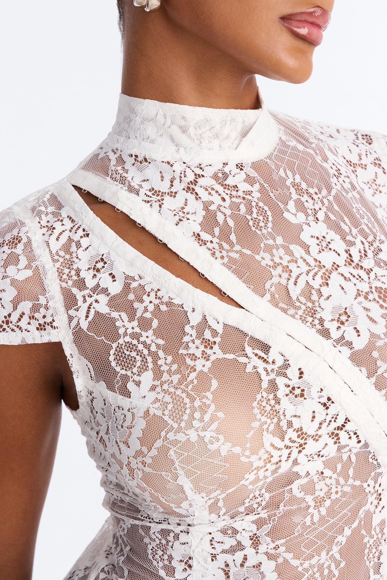 Tonight's Obsession Long Lace Top - White - Image 3