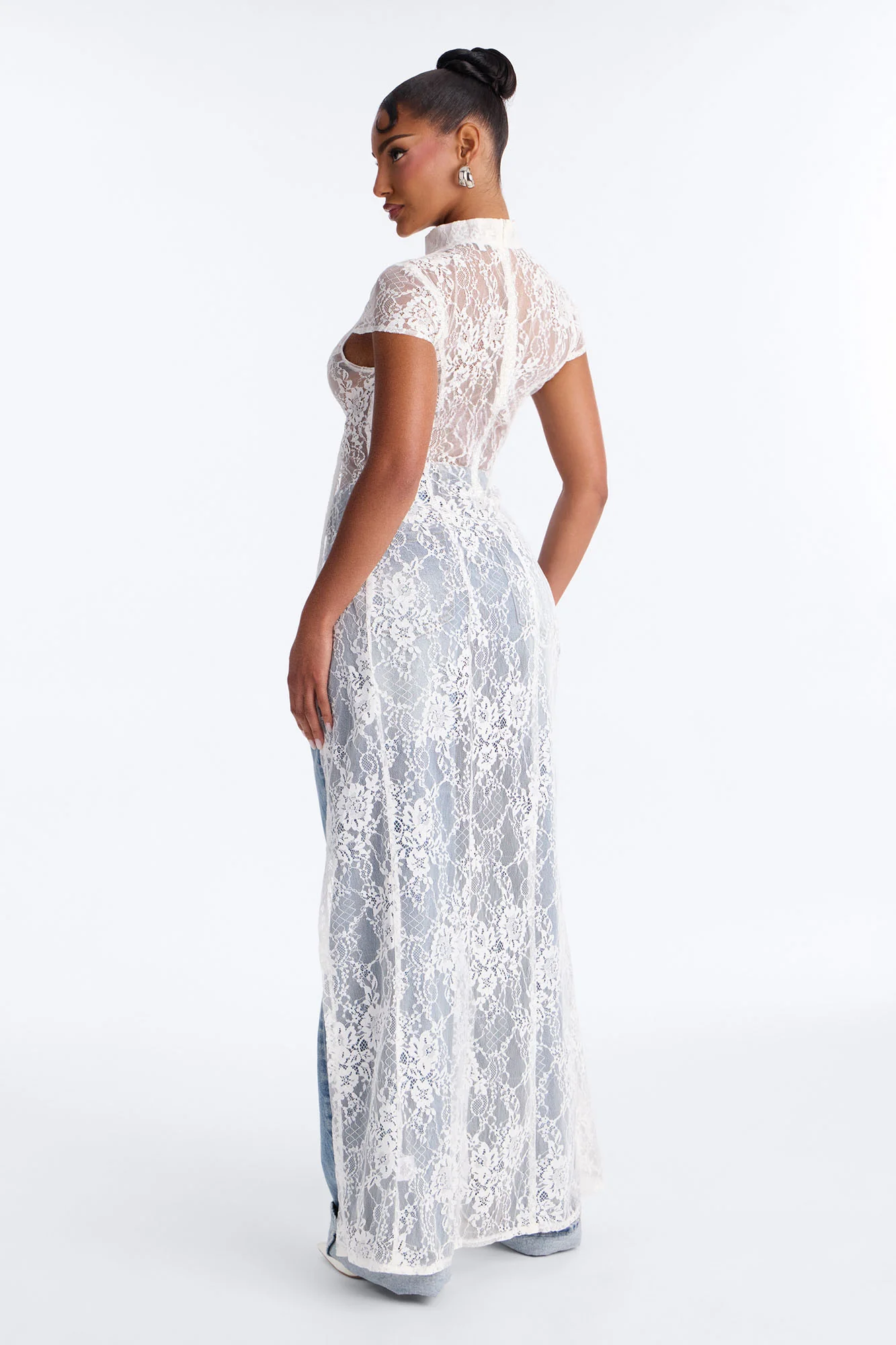 Tonight's Obsession Long Lace Top - White - Image 4