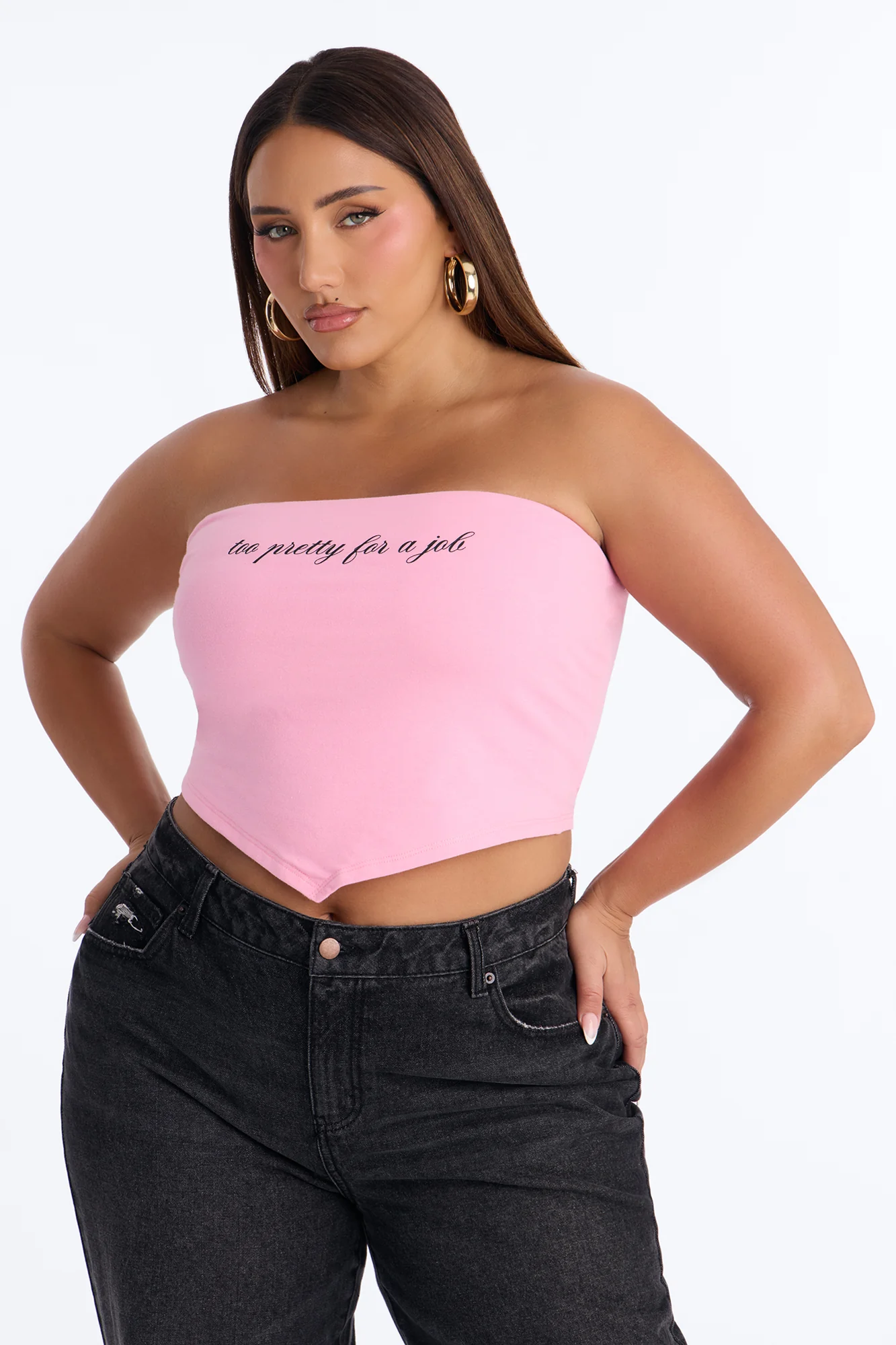 Too Pretty For A Job Tube Top - Pink - Image 6